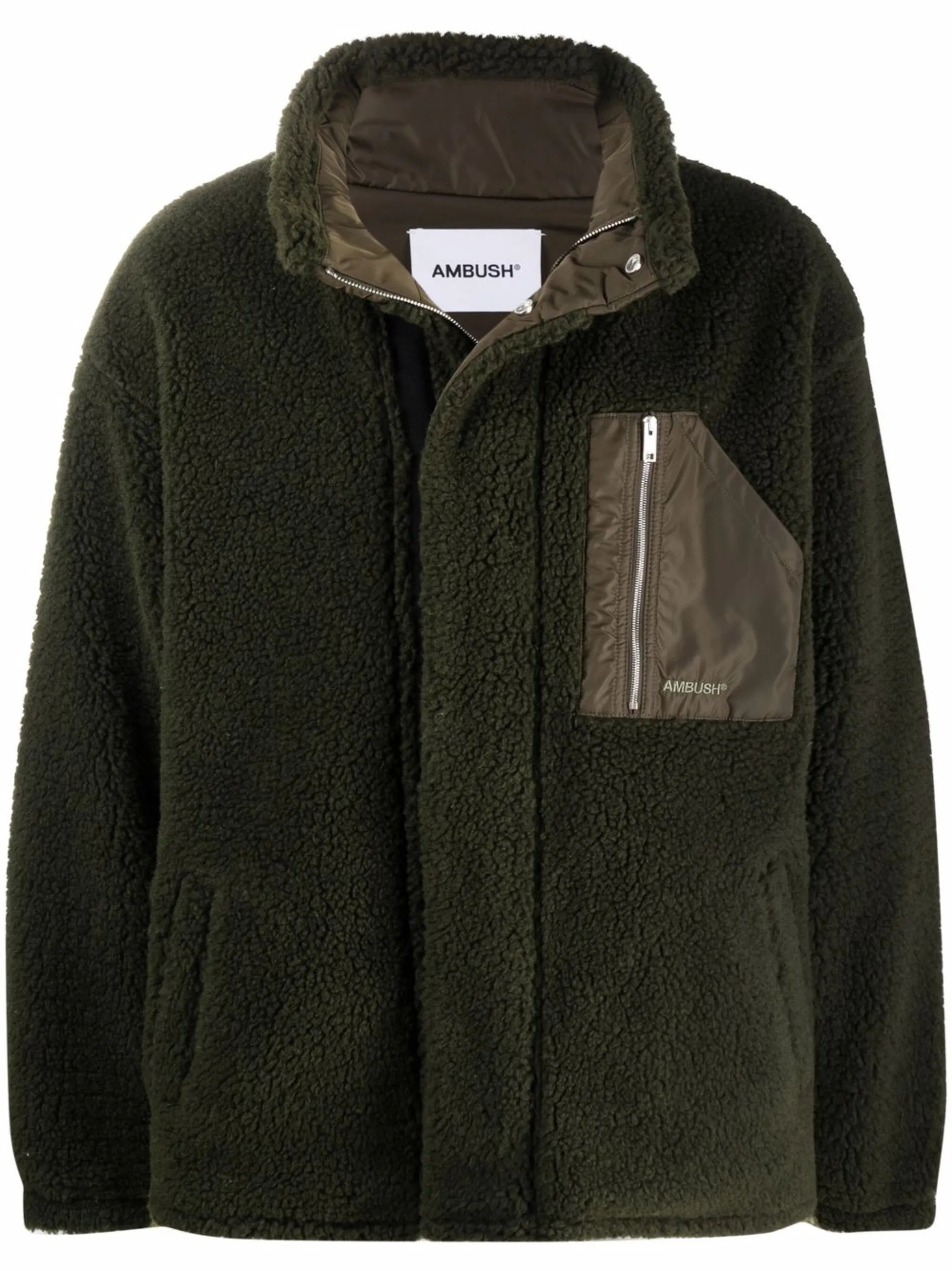 funnel-neck fleece cardigan