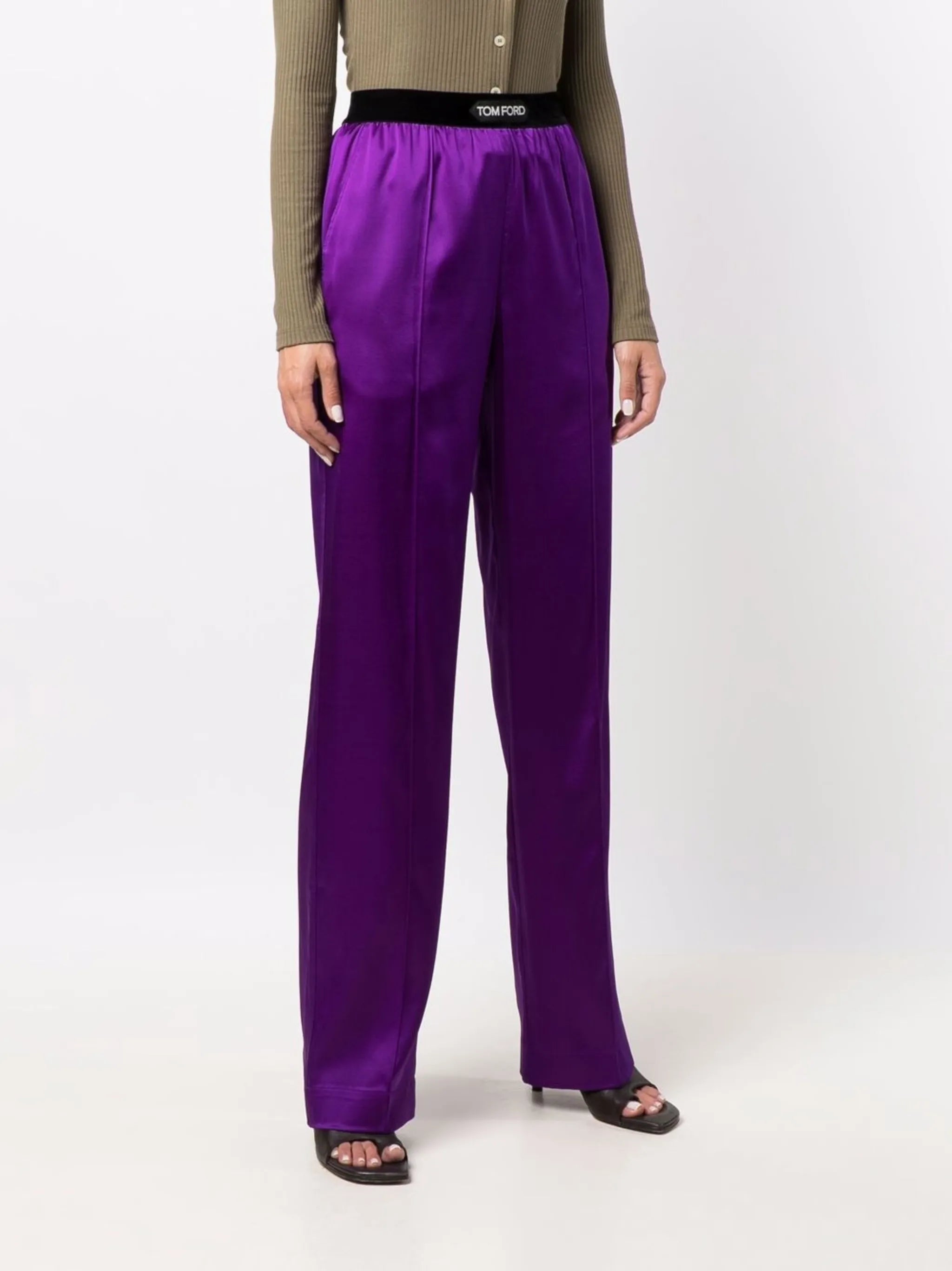 logo-patch straight-leg trousers