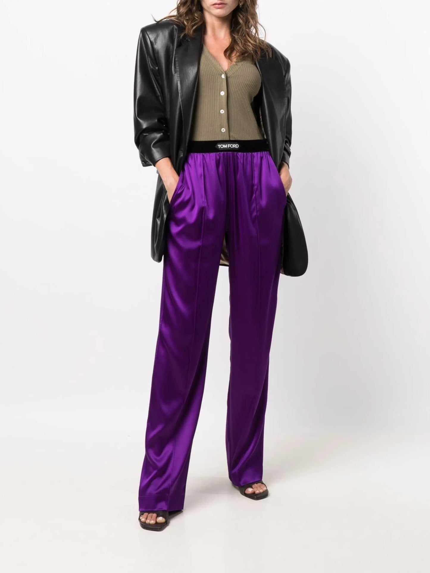 logo-patch straight-leg trousers