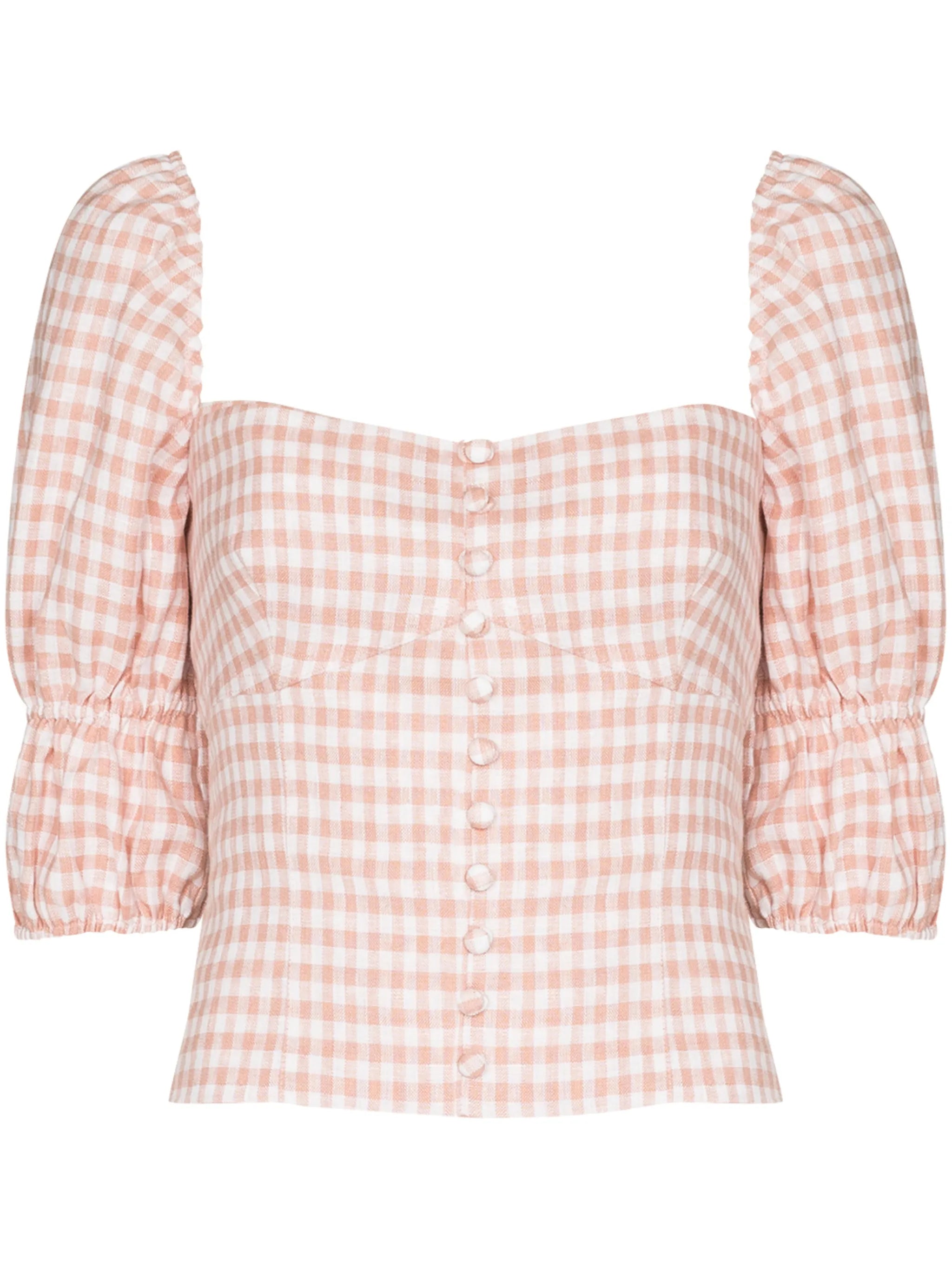 Norton gingham-check linen blouse