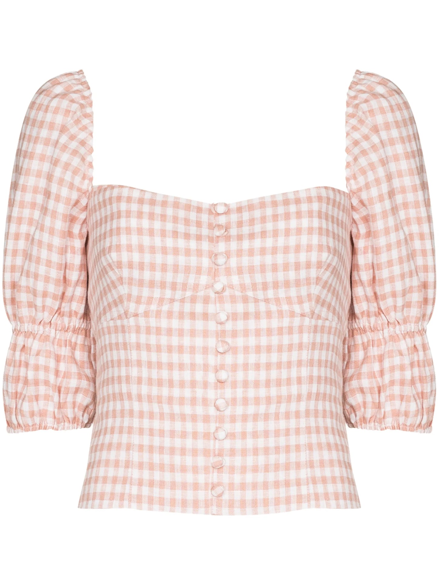 Norton gingham-check linen blouse