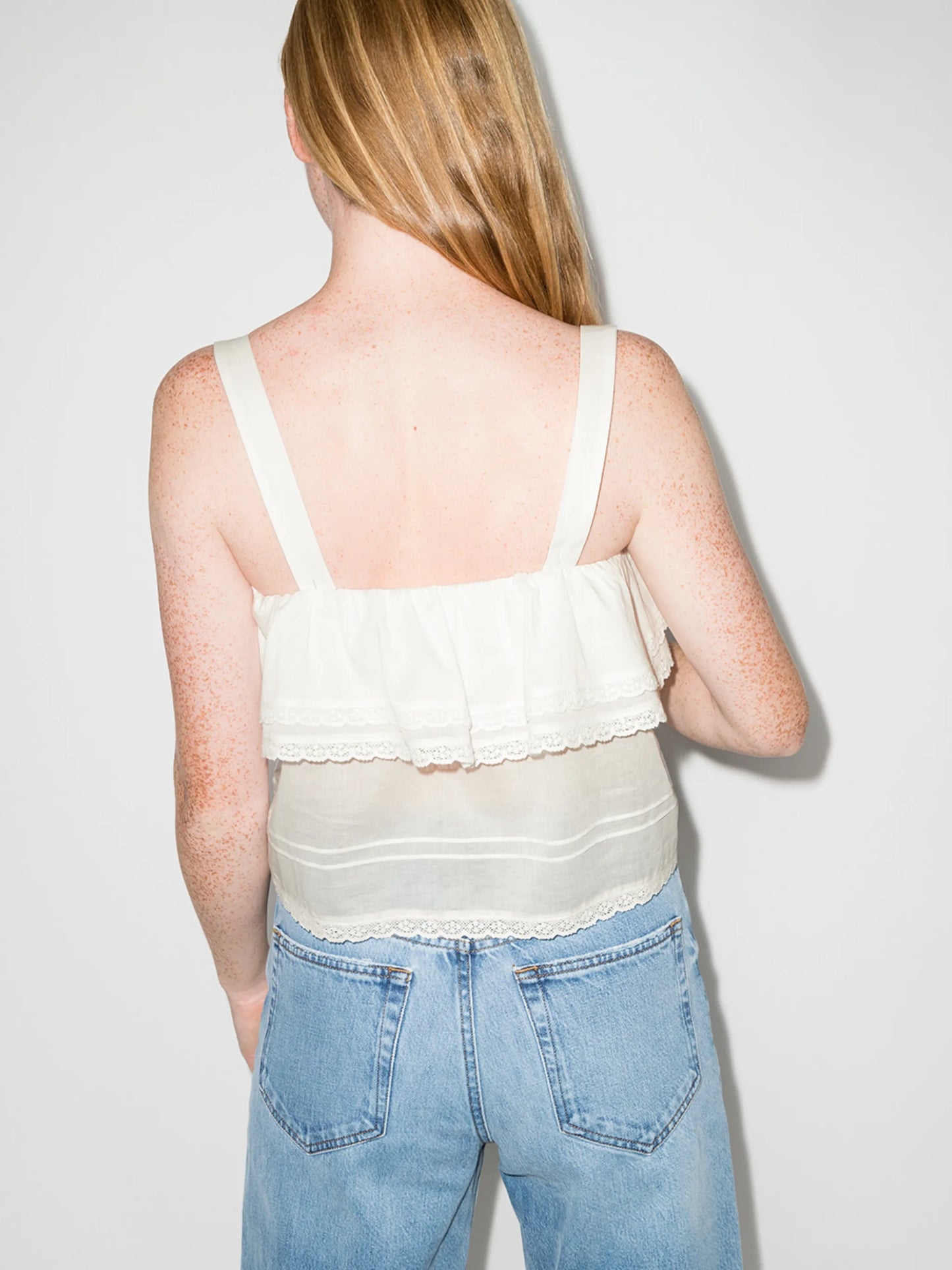 Tarragon lace-trim sleeveless top