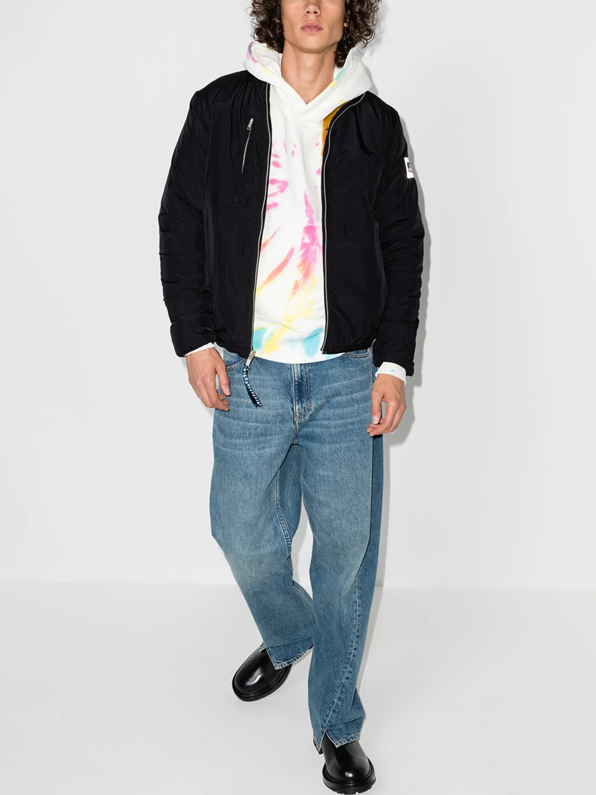 reversible patchwork fleece zip jacket