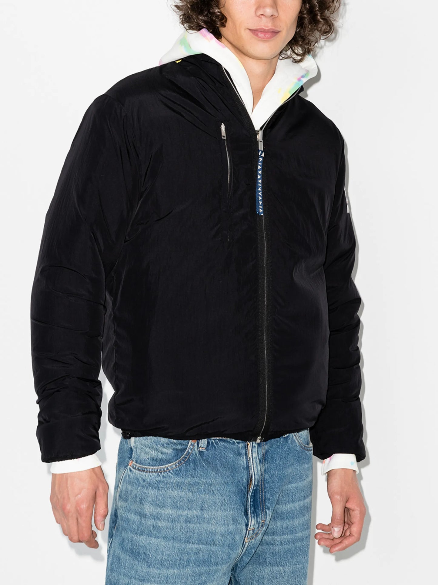 reversible patchwork fleece zip jacket