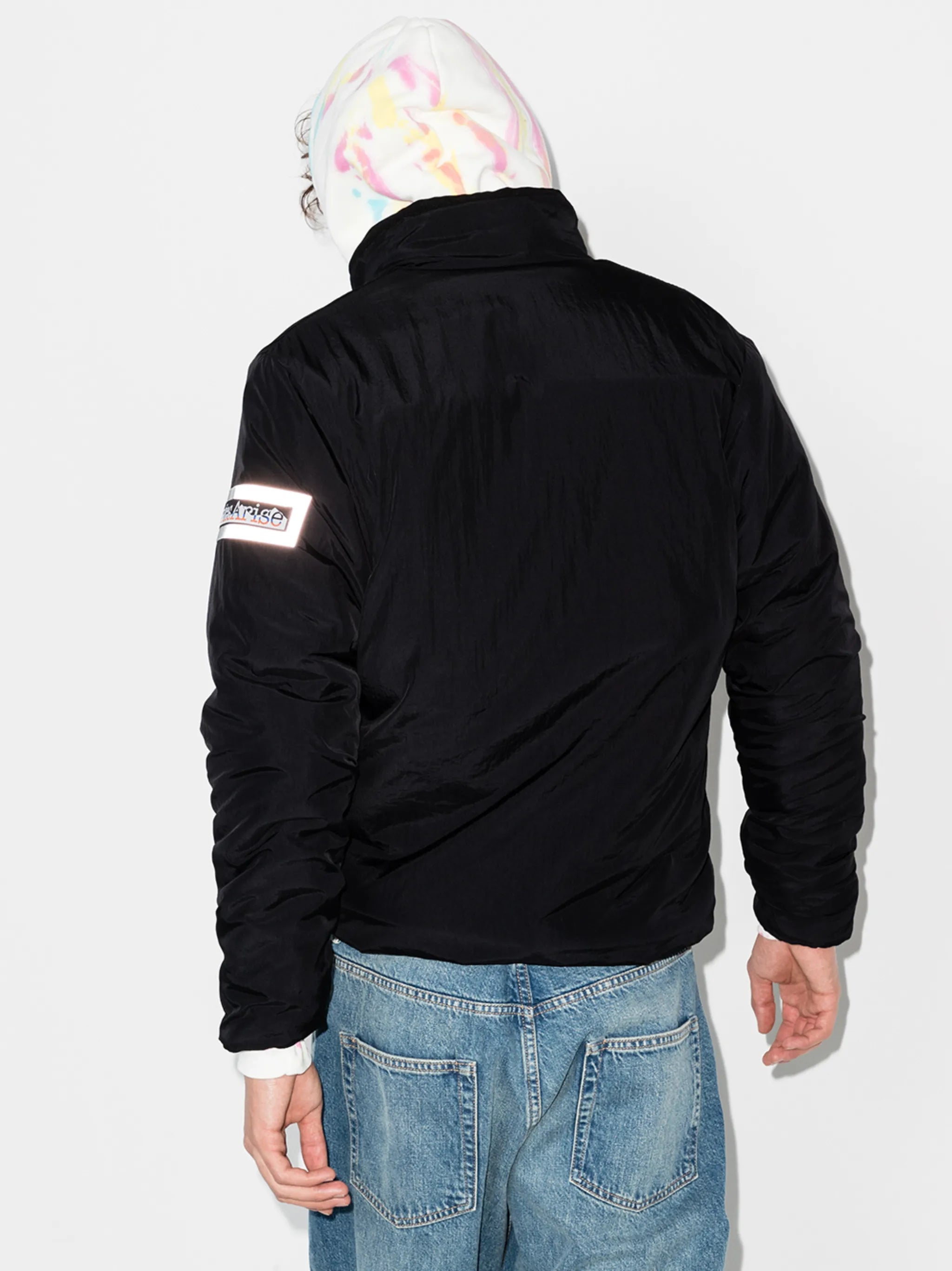 reversible patchwork fleece zip jacket