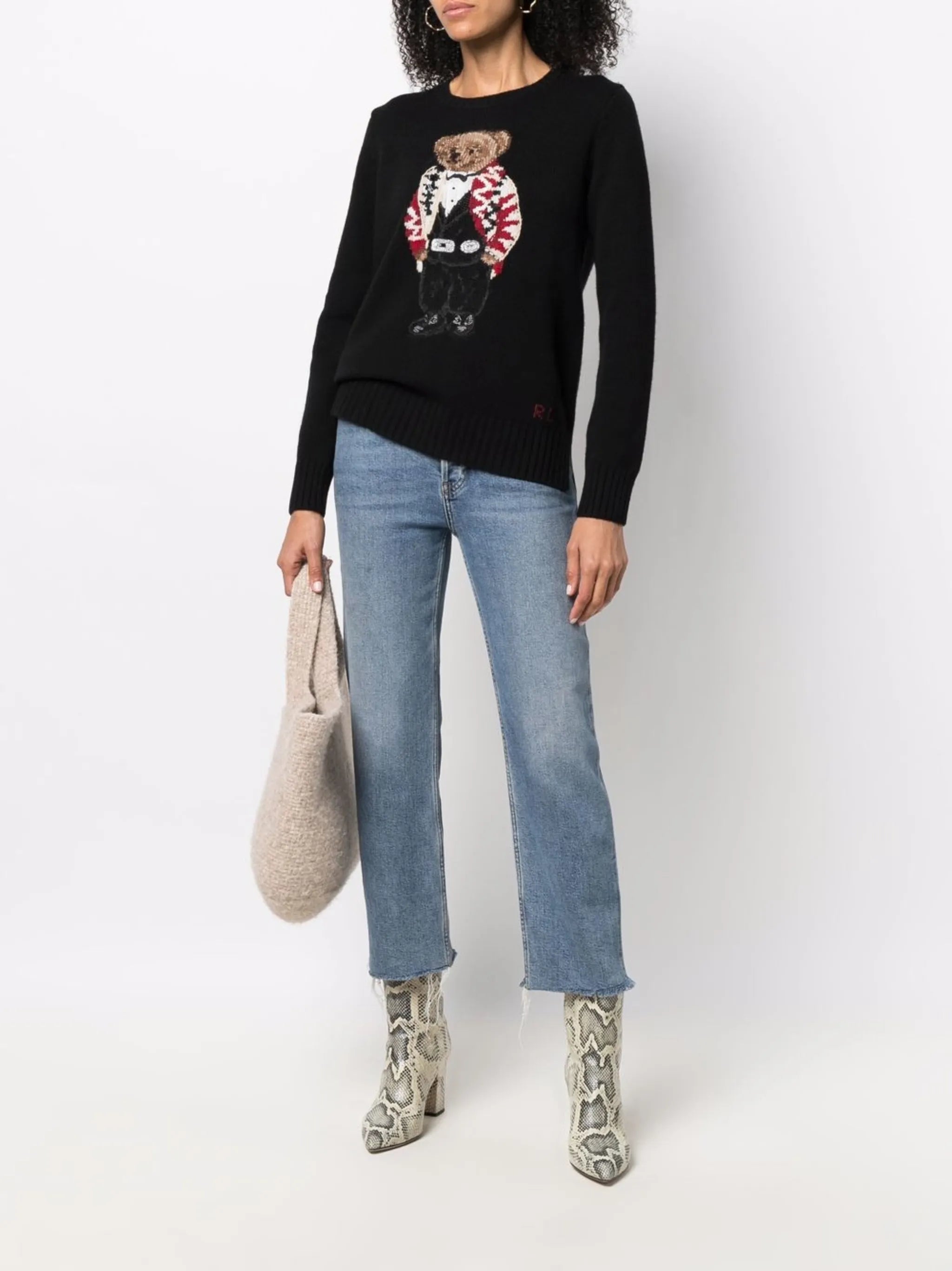 intarsia-knit long-sleeve jumper