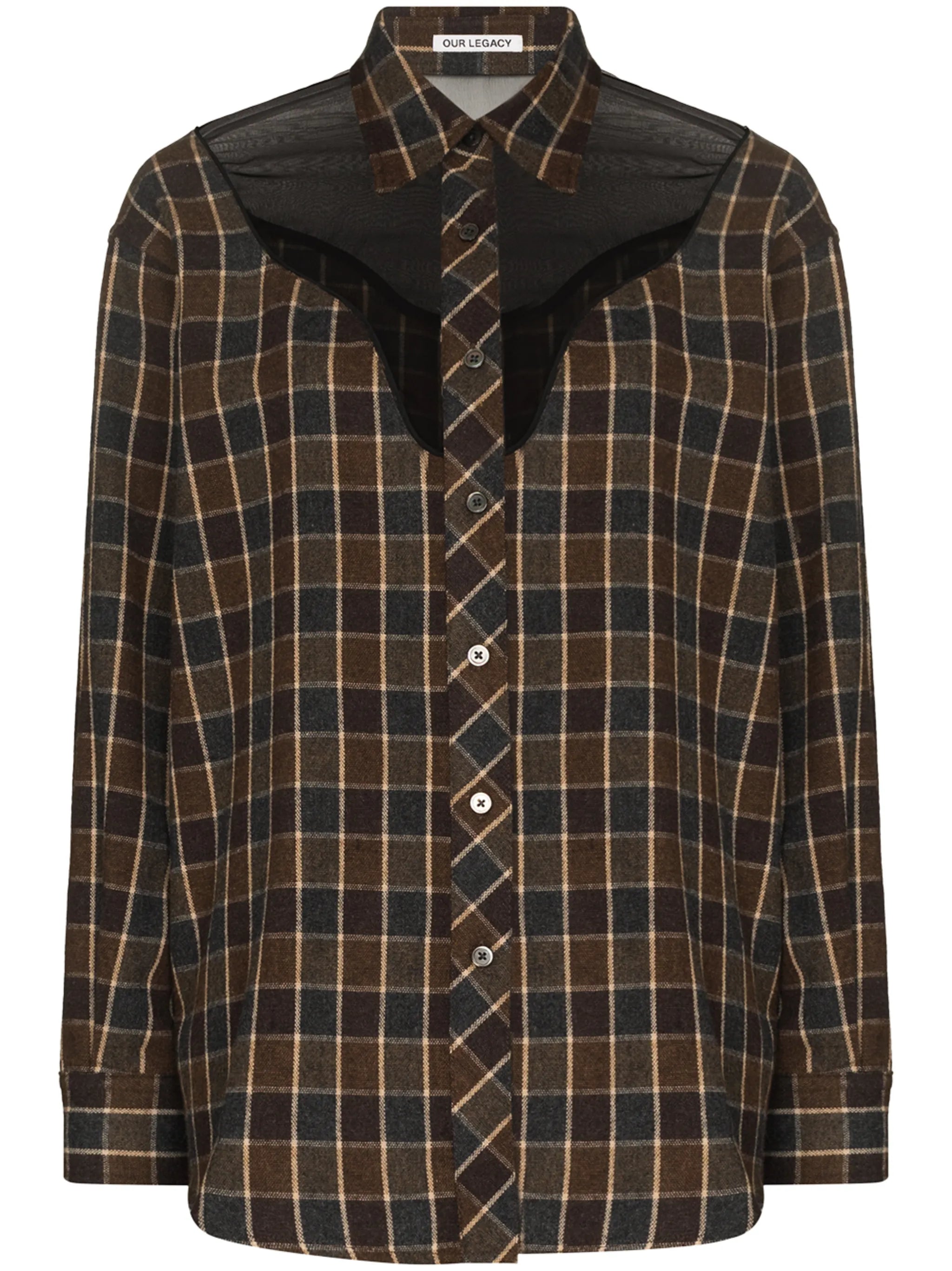 Lend sheer-panel checked shirt
