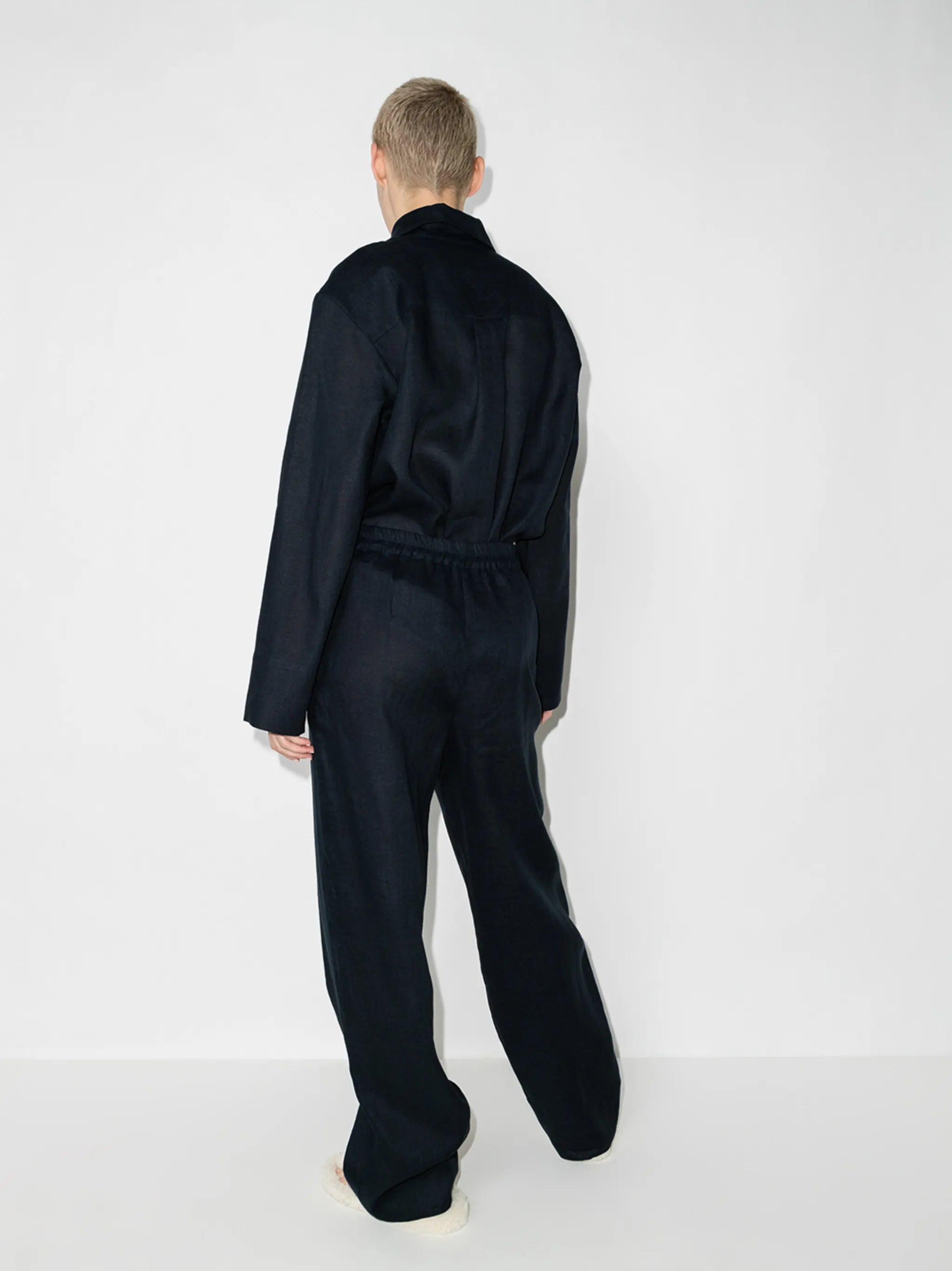 long-sleeved linen pajama set