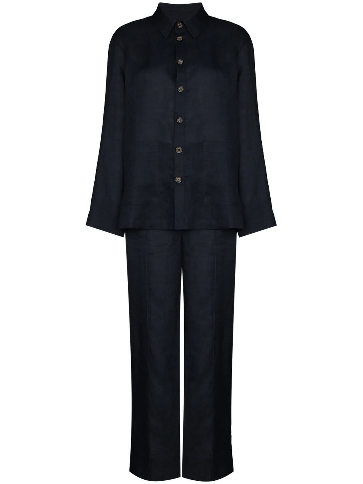 long-sleeved linen pajama set