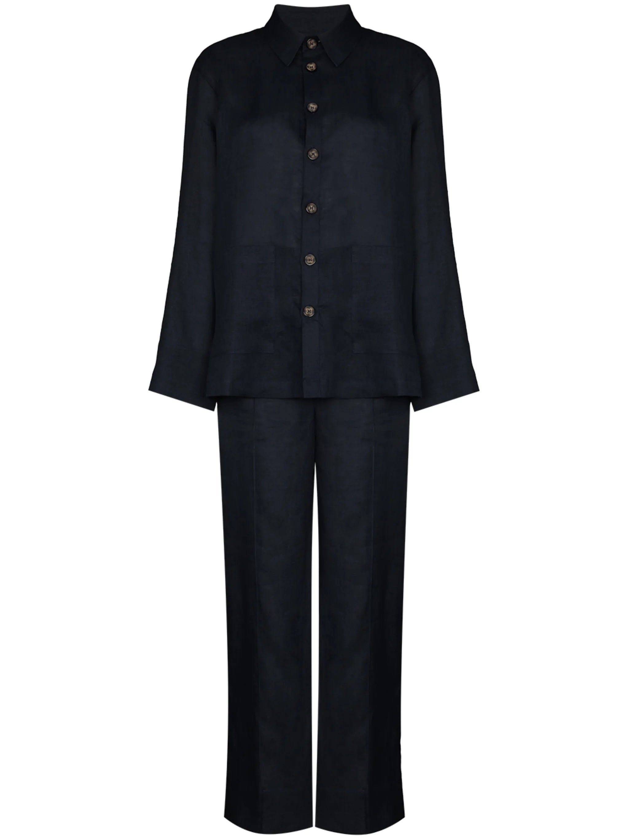 long-sleeved linen pajama set