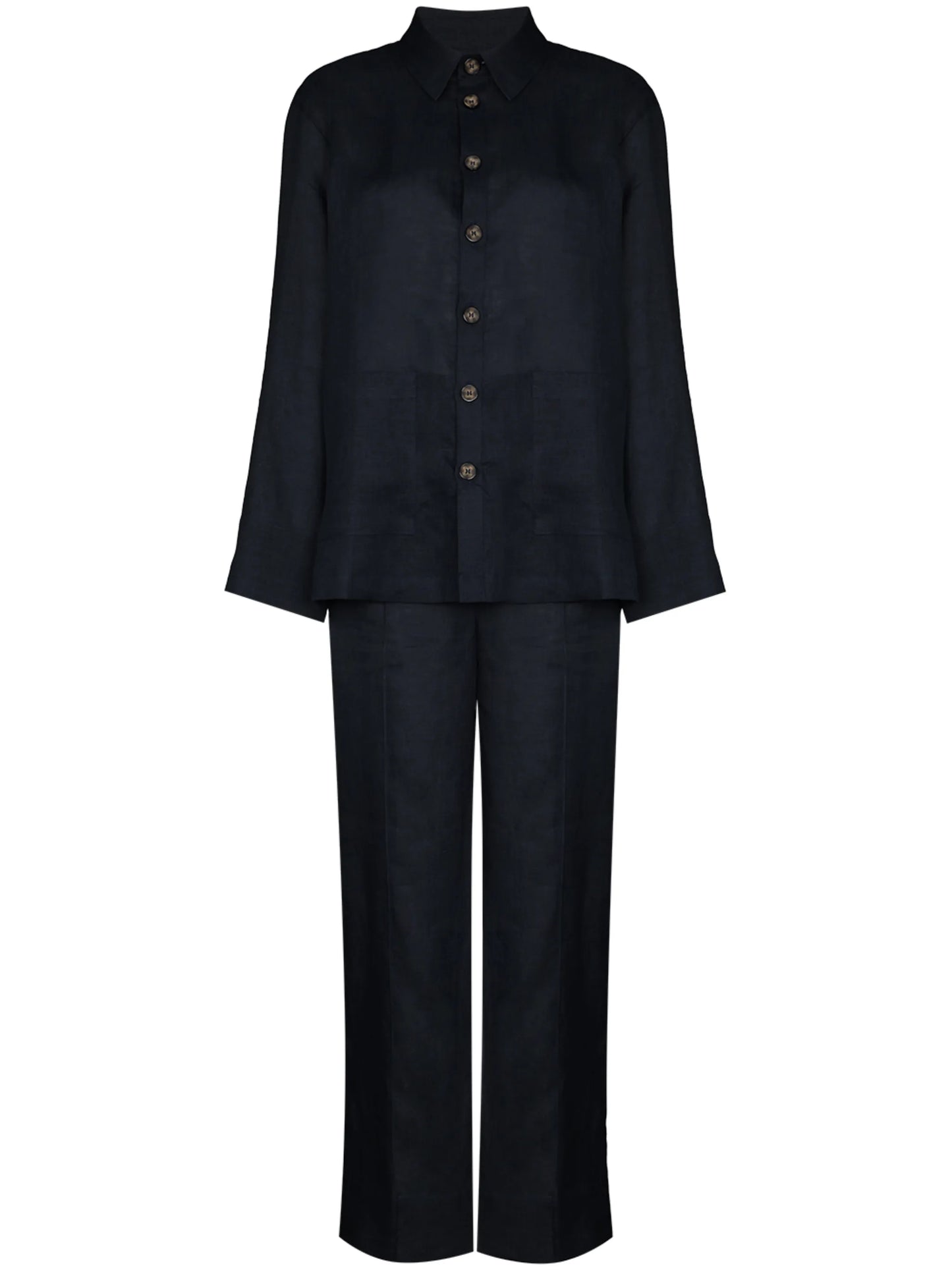 long-sleeved linen pajama set