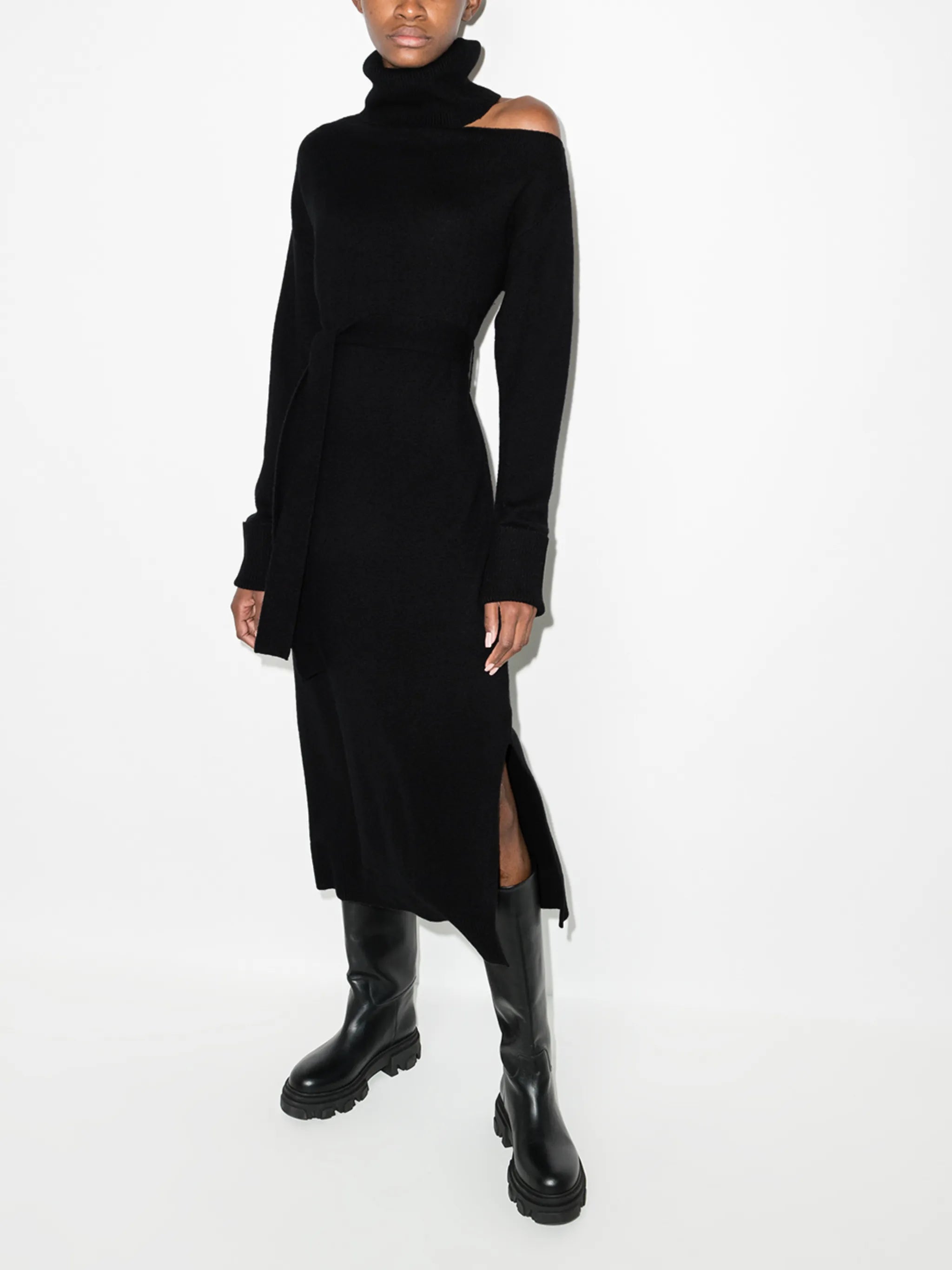 Raundi asymmetric knitted dress