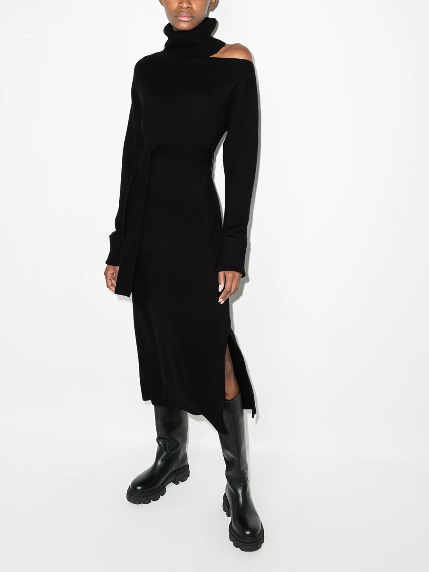 Raundi asymmetric knitted dress
