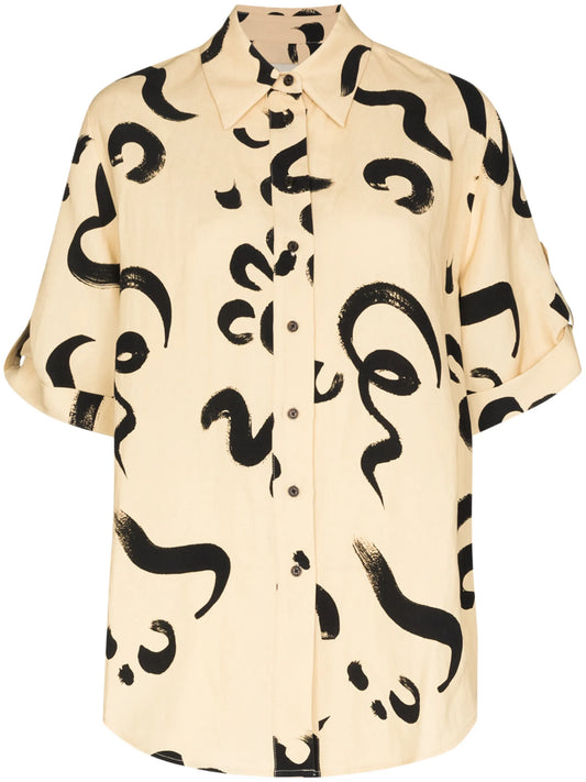 brushstroke-print short-sleeve shirt