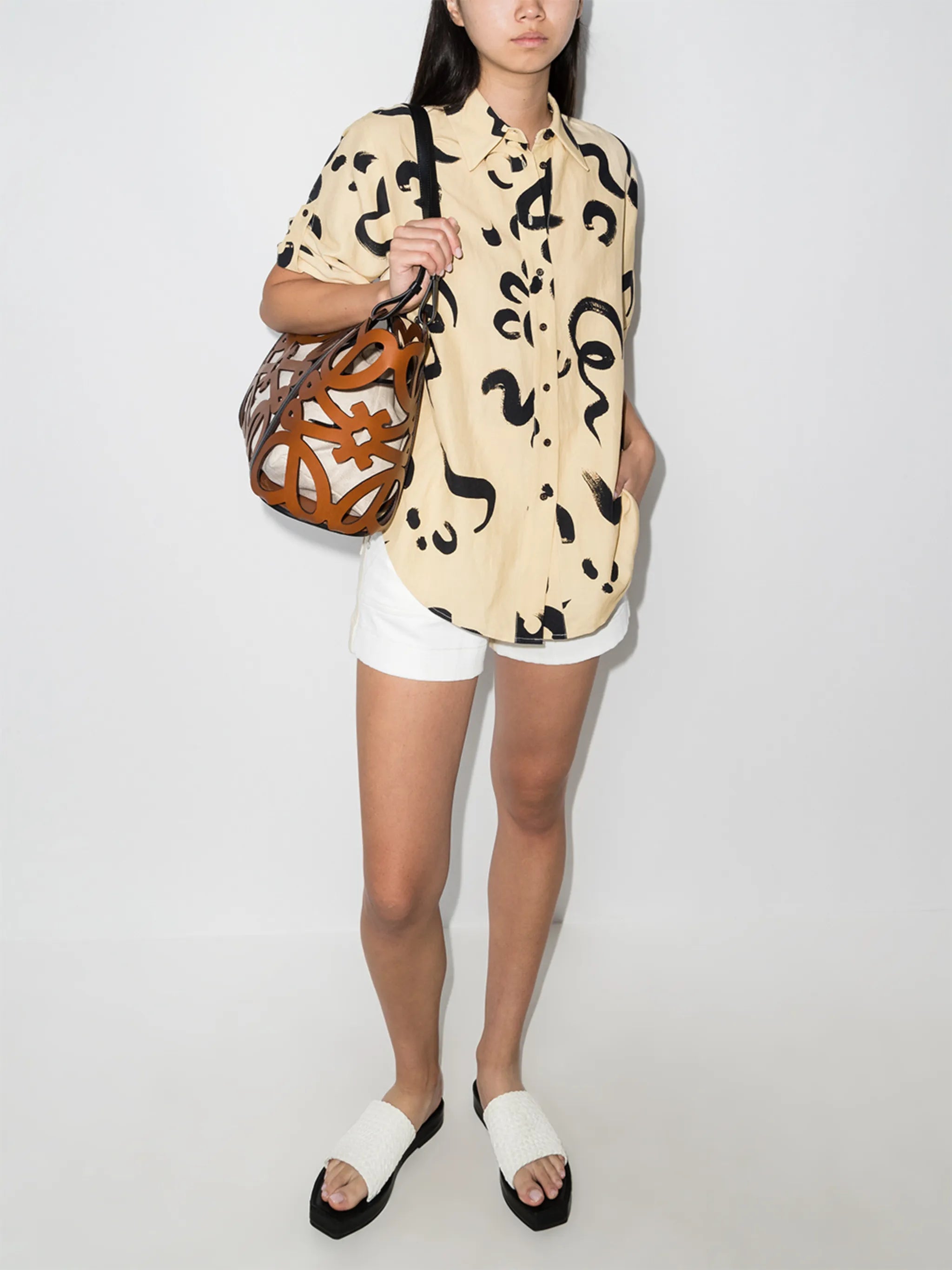 brushstroke-print short-sleeve shirt