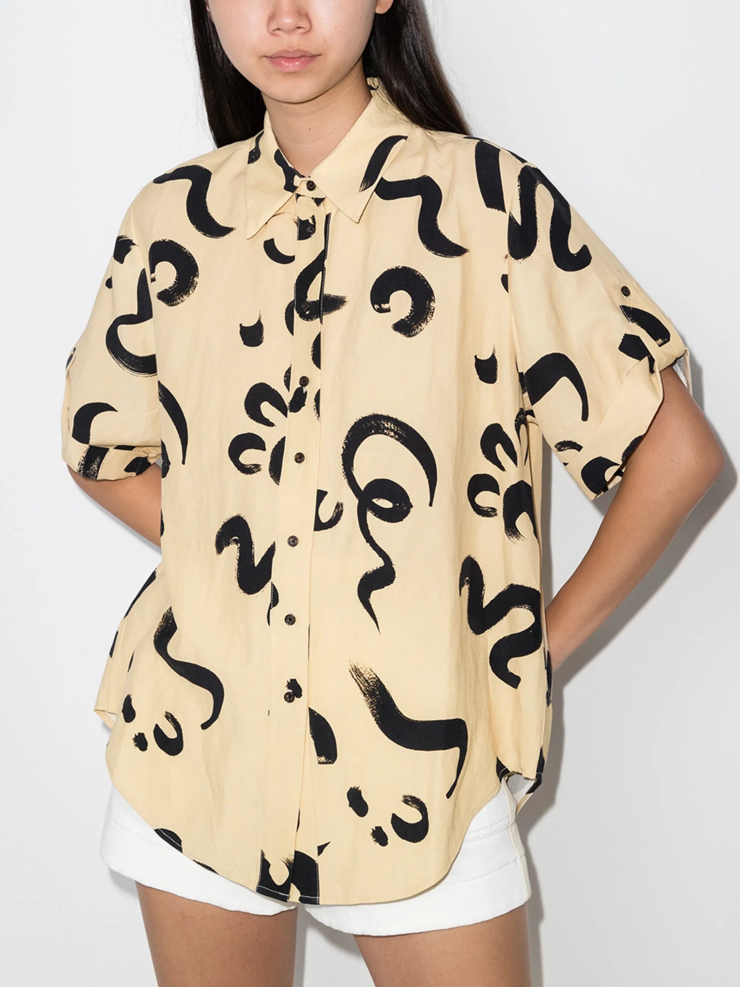 brushstroke-print short-sleeve shirt
