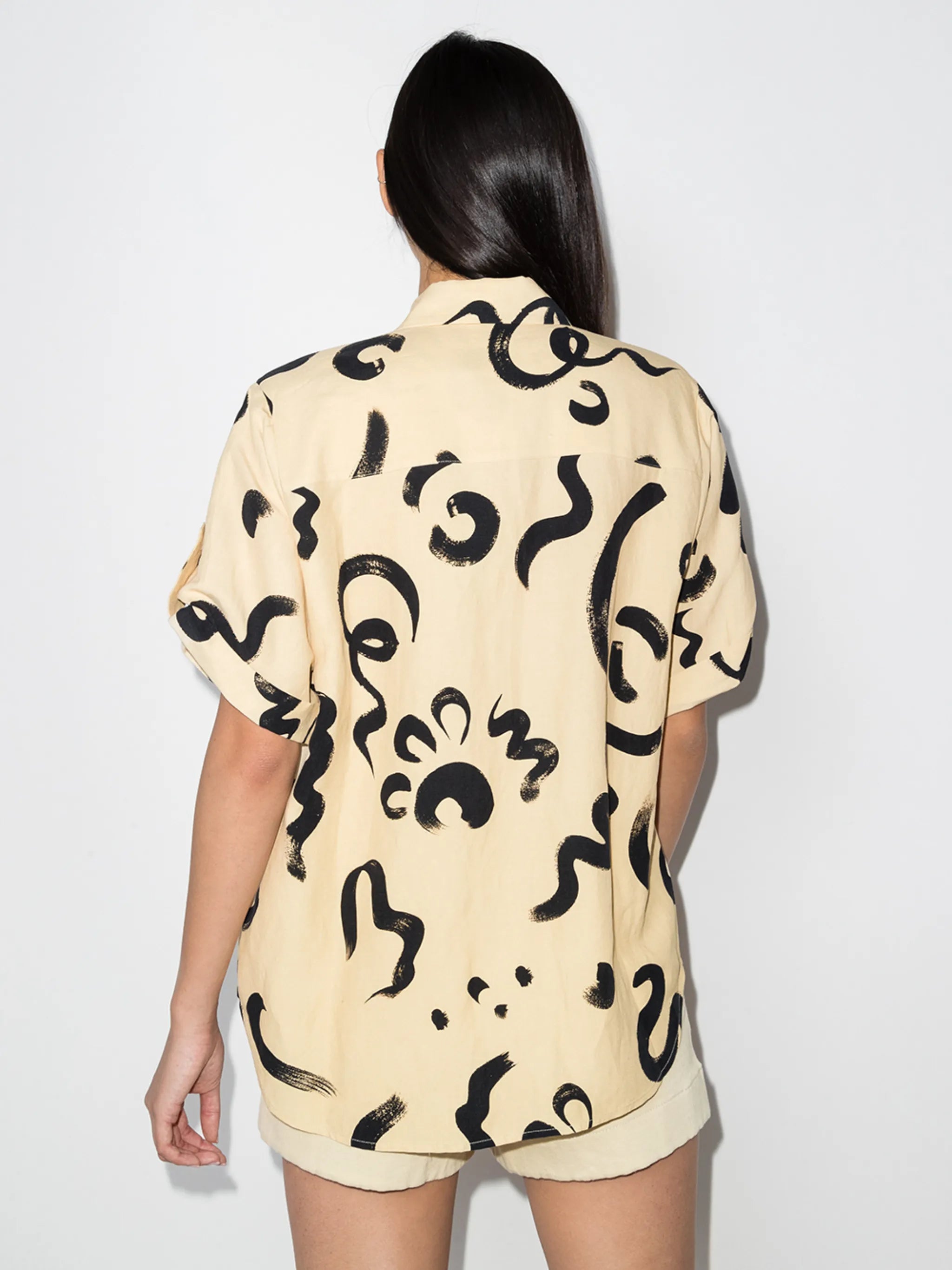 brushstroke-print short-sleeve shirt