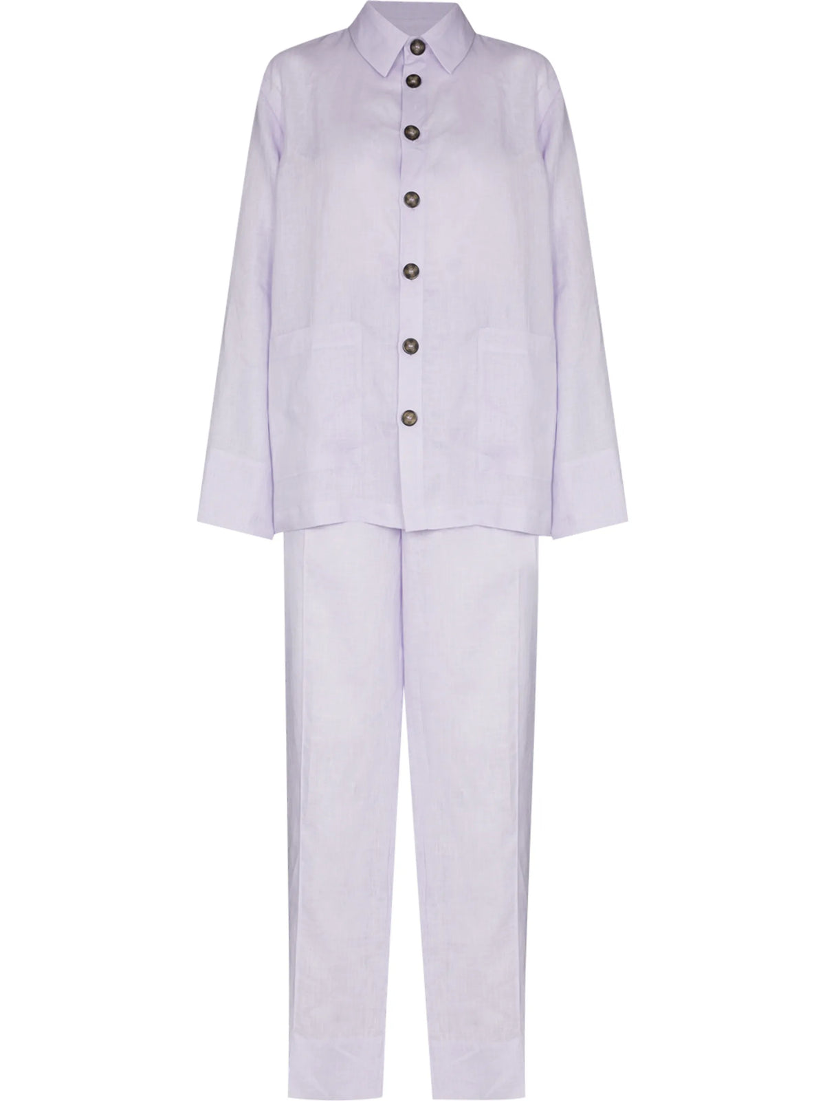 long-sleeve linen pajama set