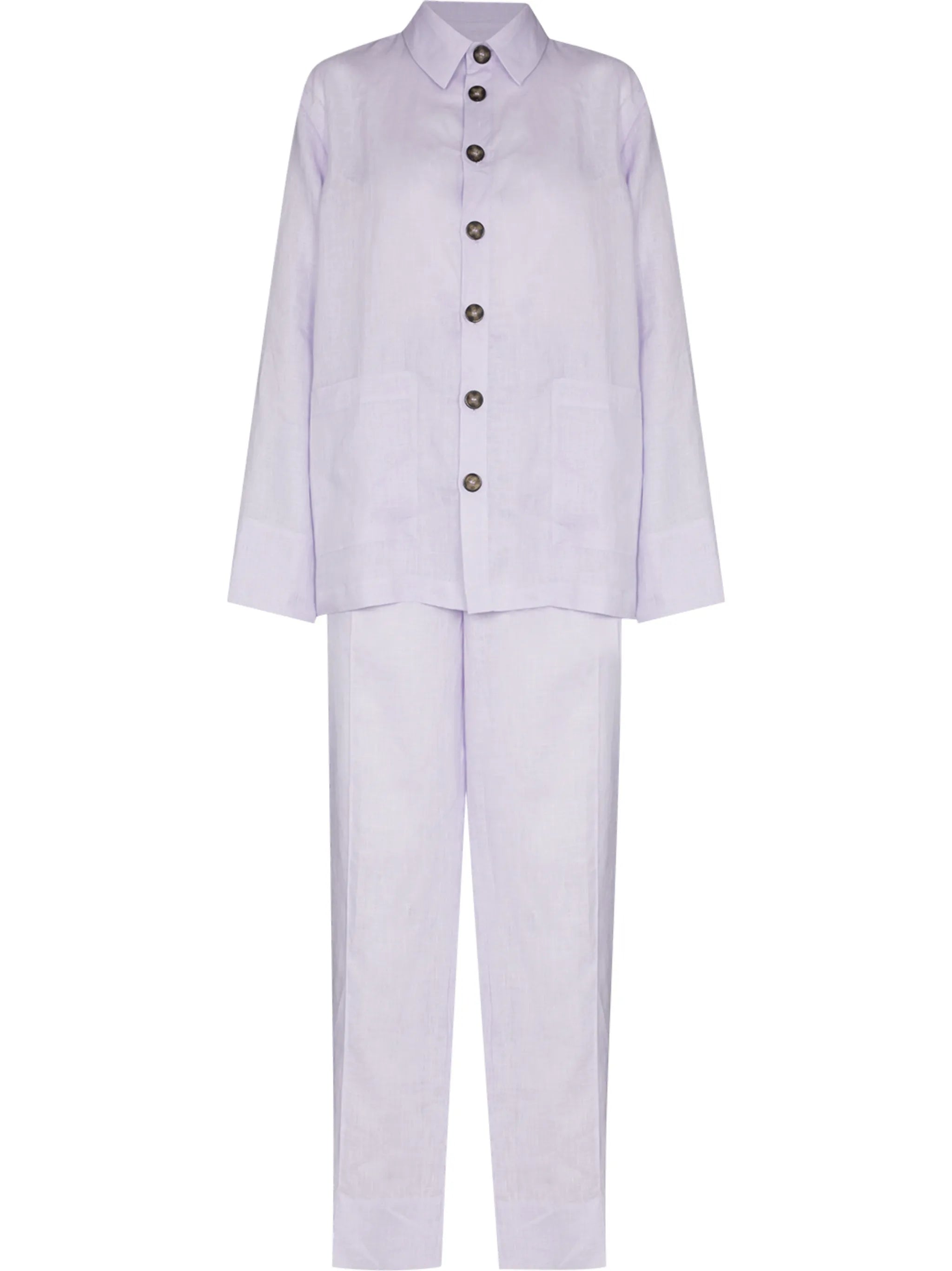 long-sleeve linen pajama set