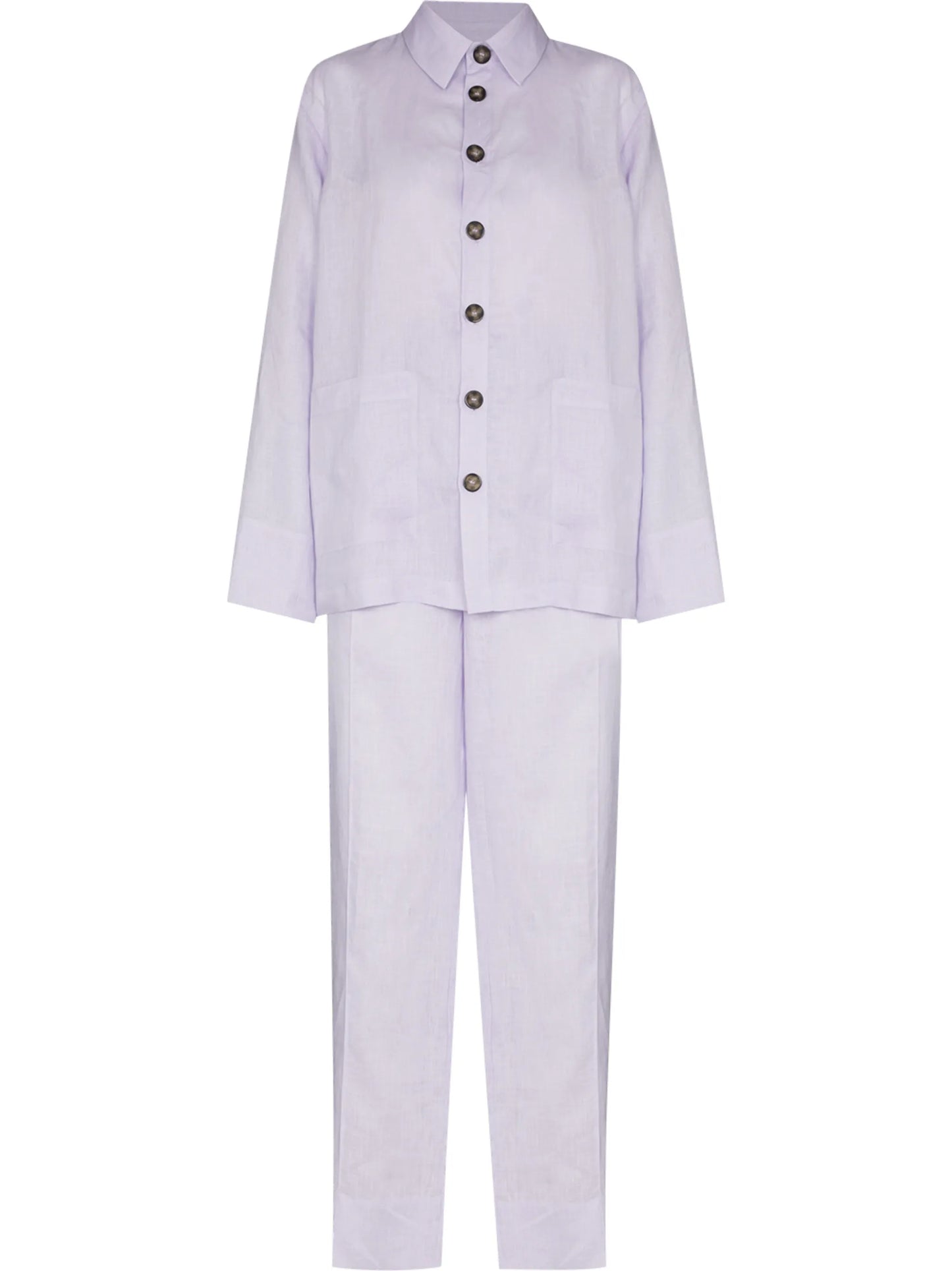 long-sleeve linen pajama set