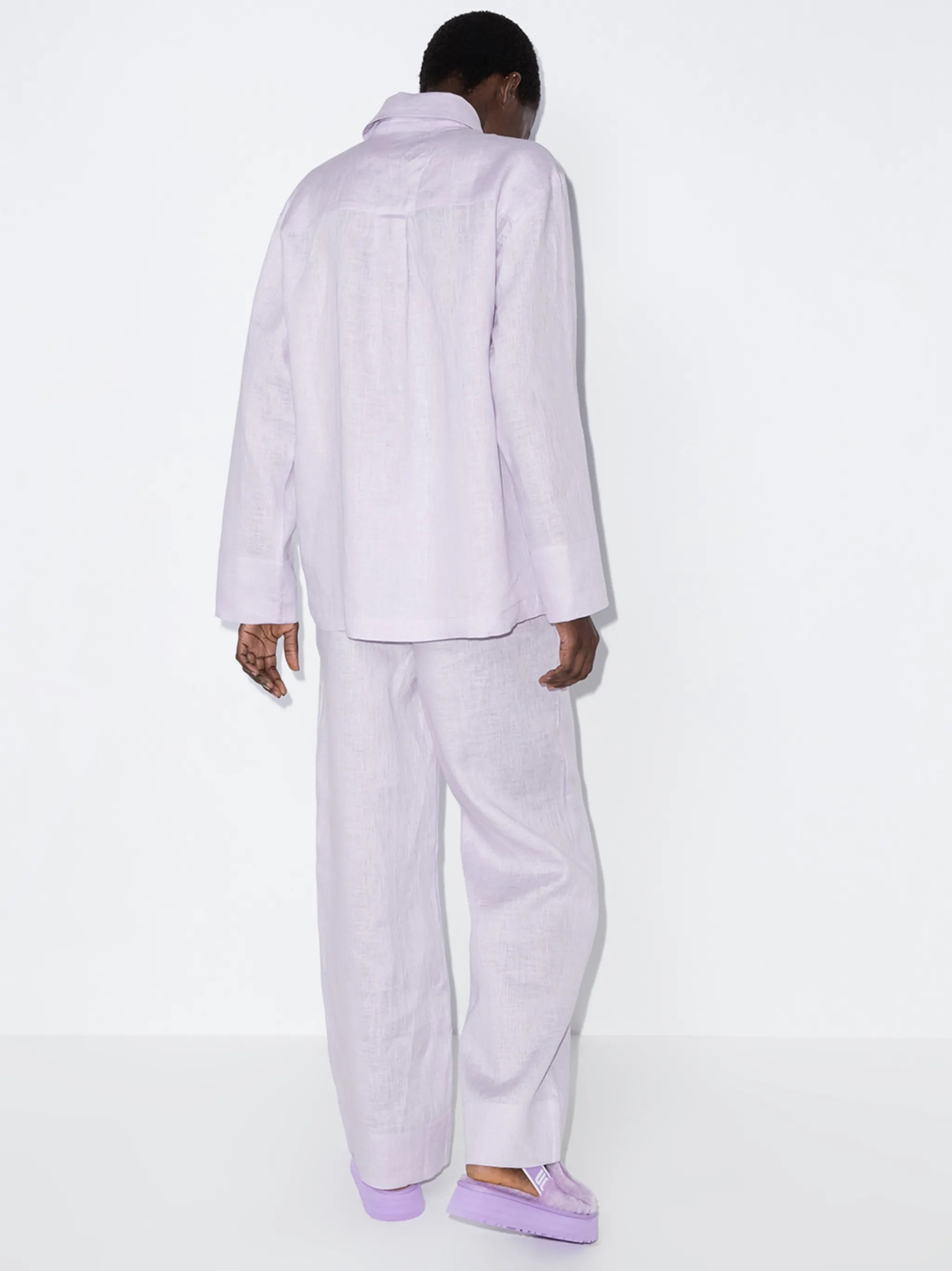 long-sleeve linen pajama set