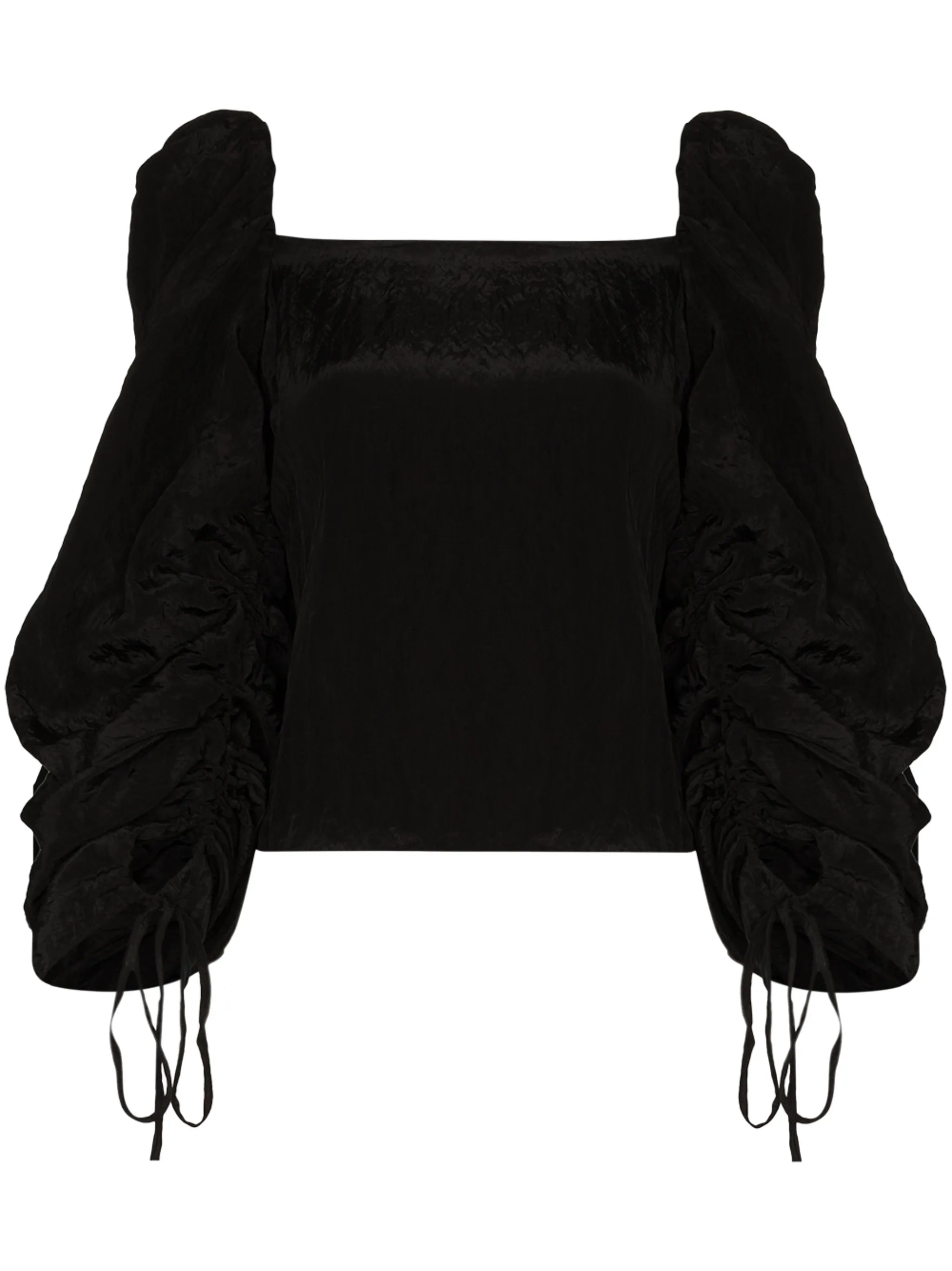 Edie gathered puff-sleeve blouse
