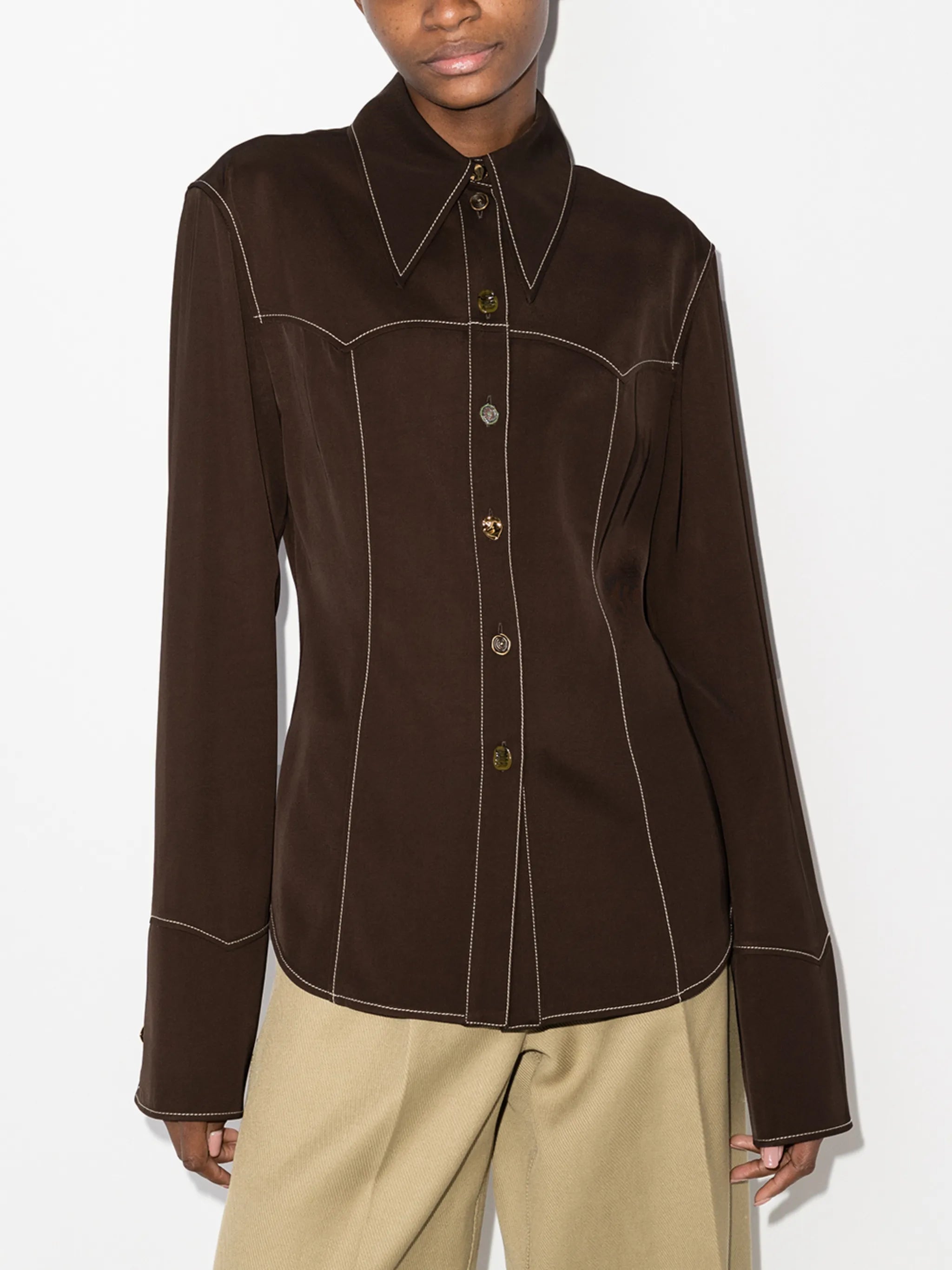 Petra contrast-stitching shirt