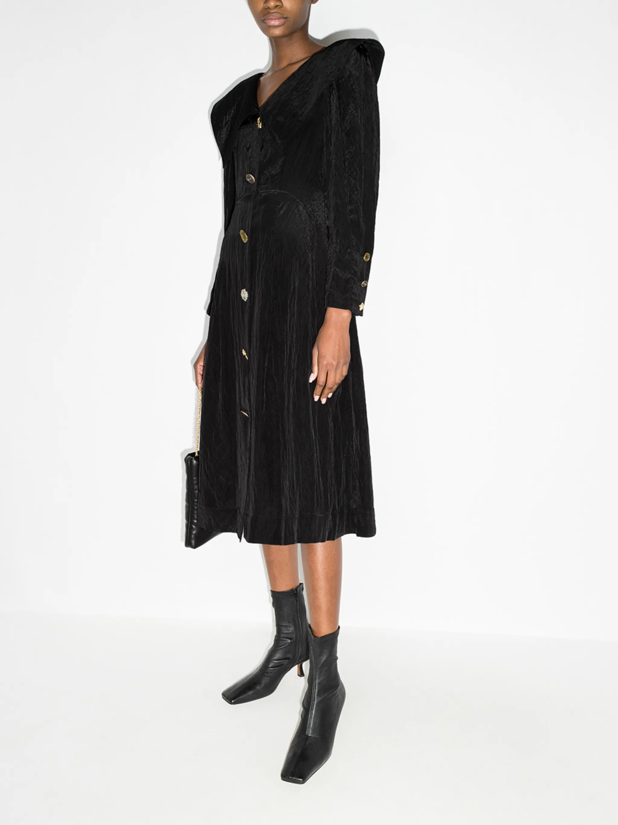 Milo oversized-collar midi dress