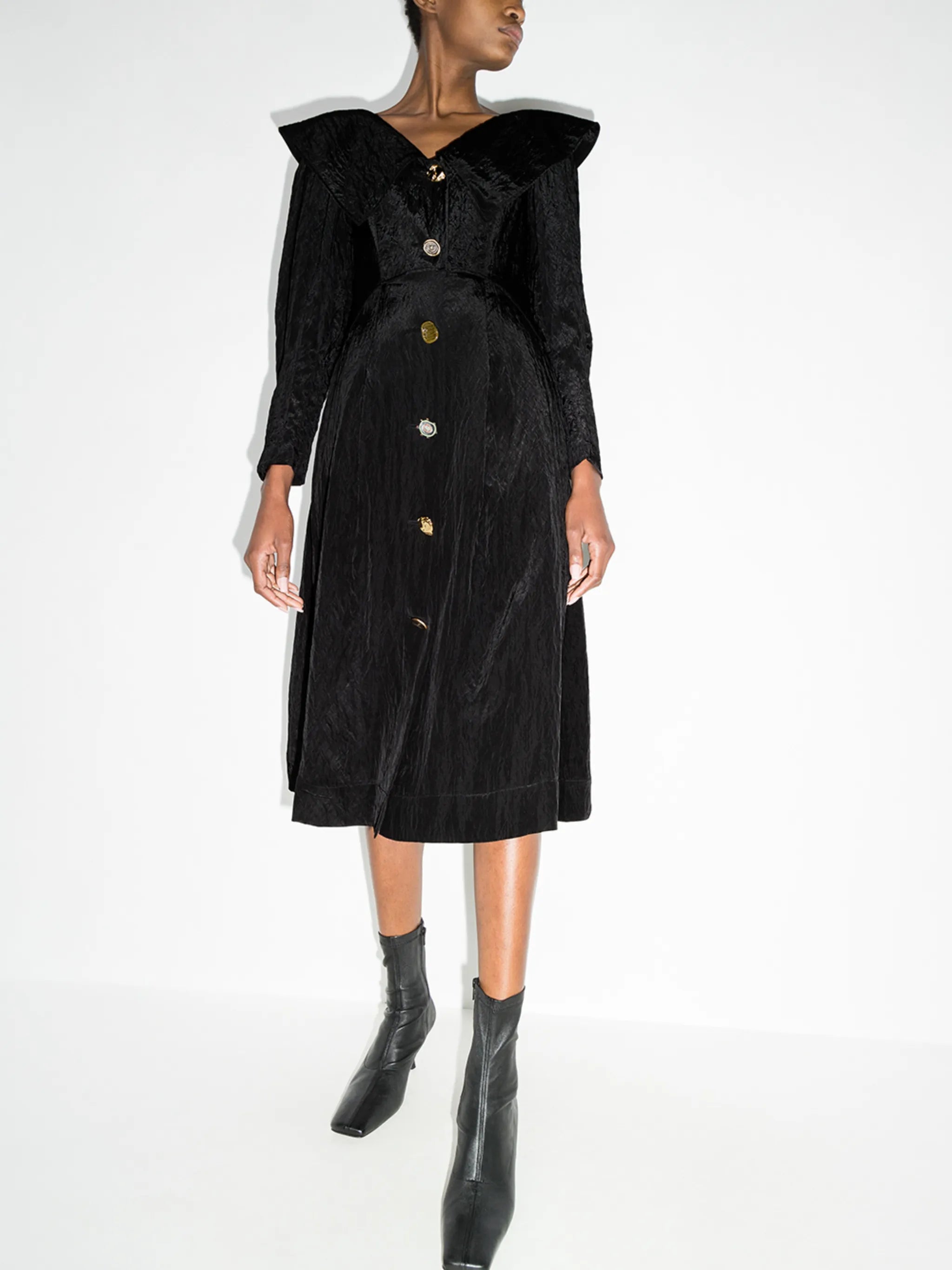 Milo oversized-collar midi dress