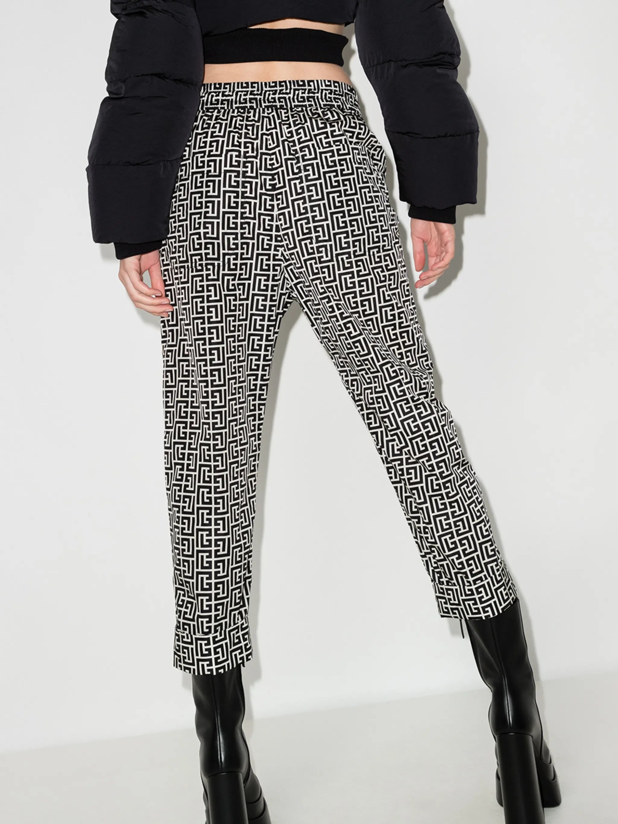 monogram print drawstring trousers