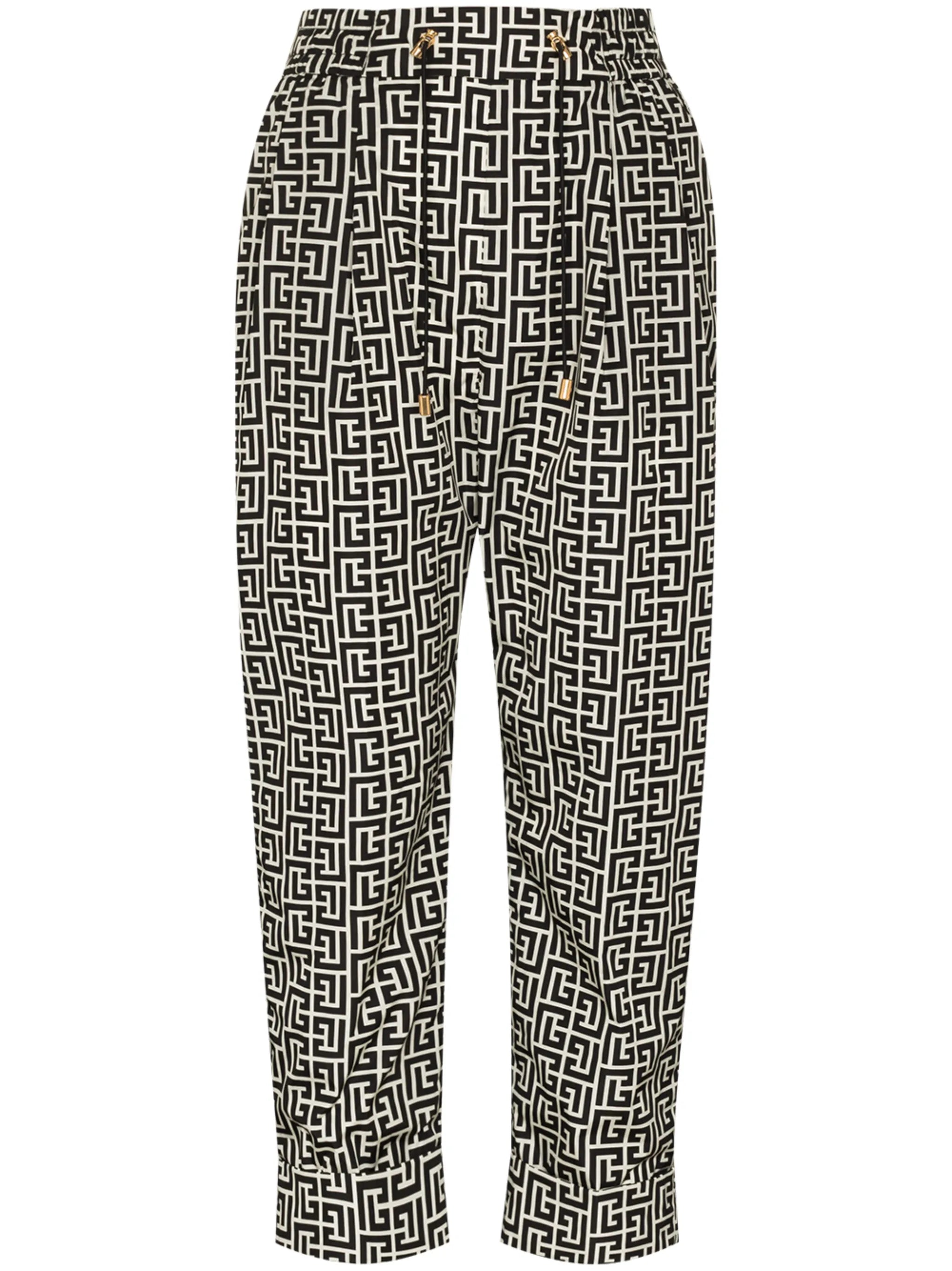 monogram print drawstring trousers