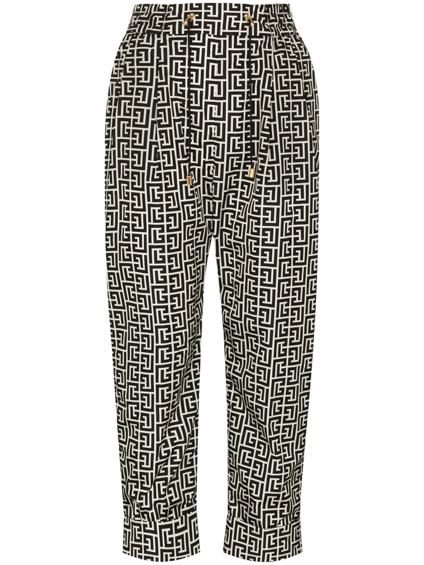 monogram print drawstring trousers