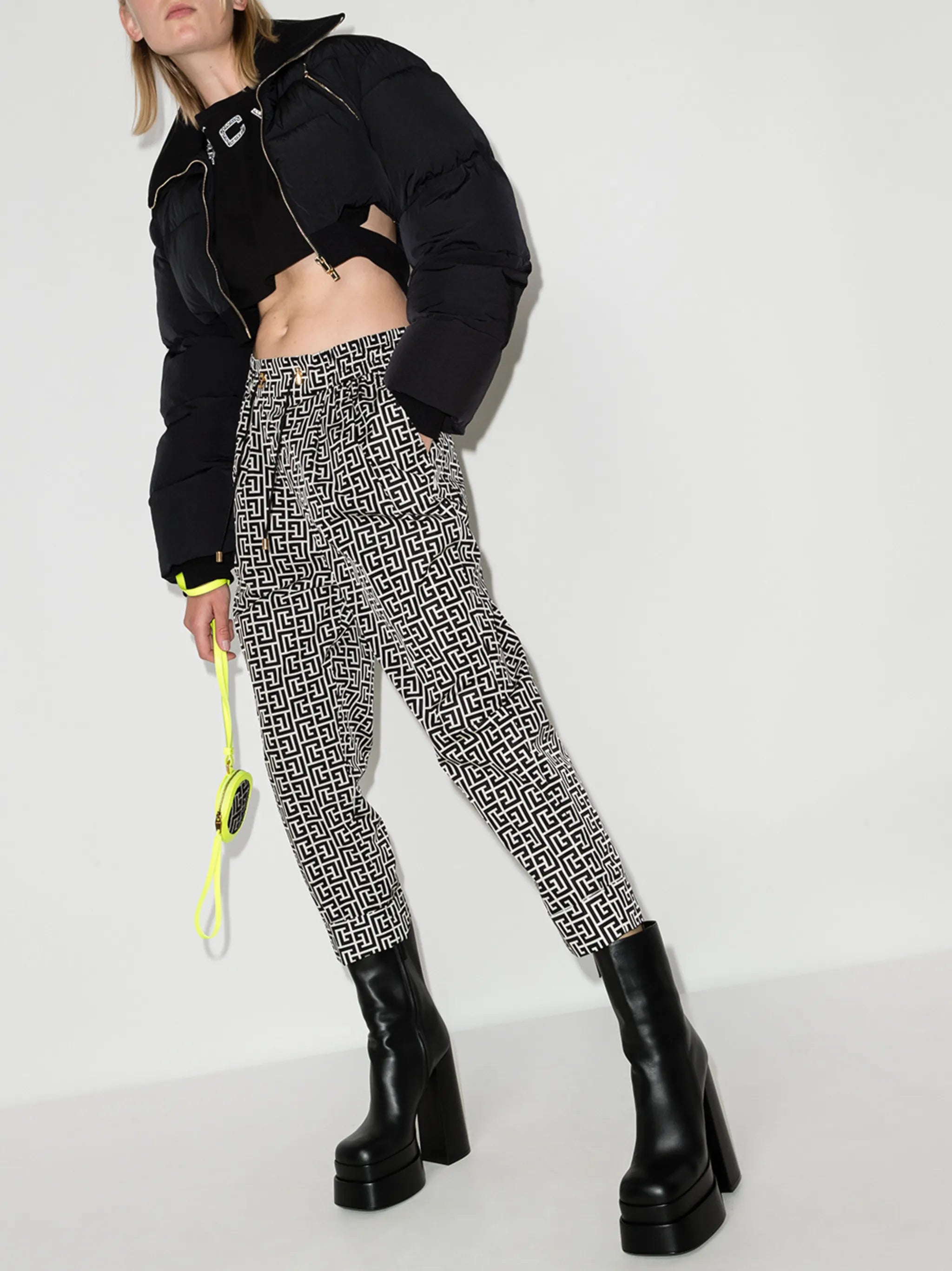 monogram print drawstring trousers