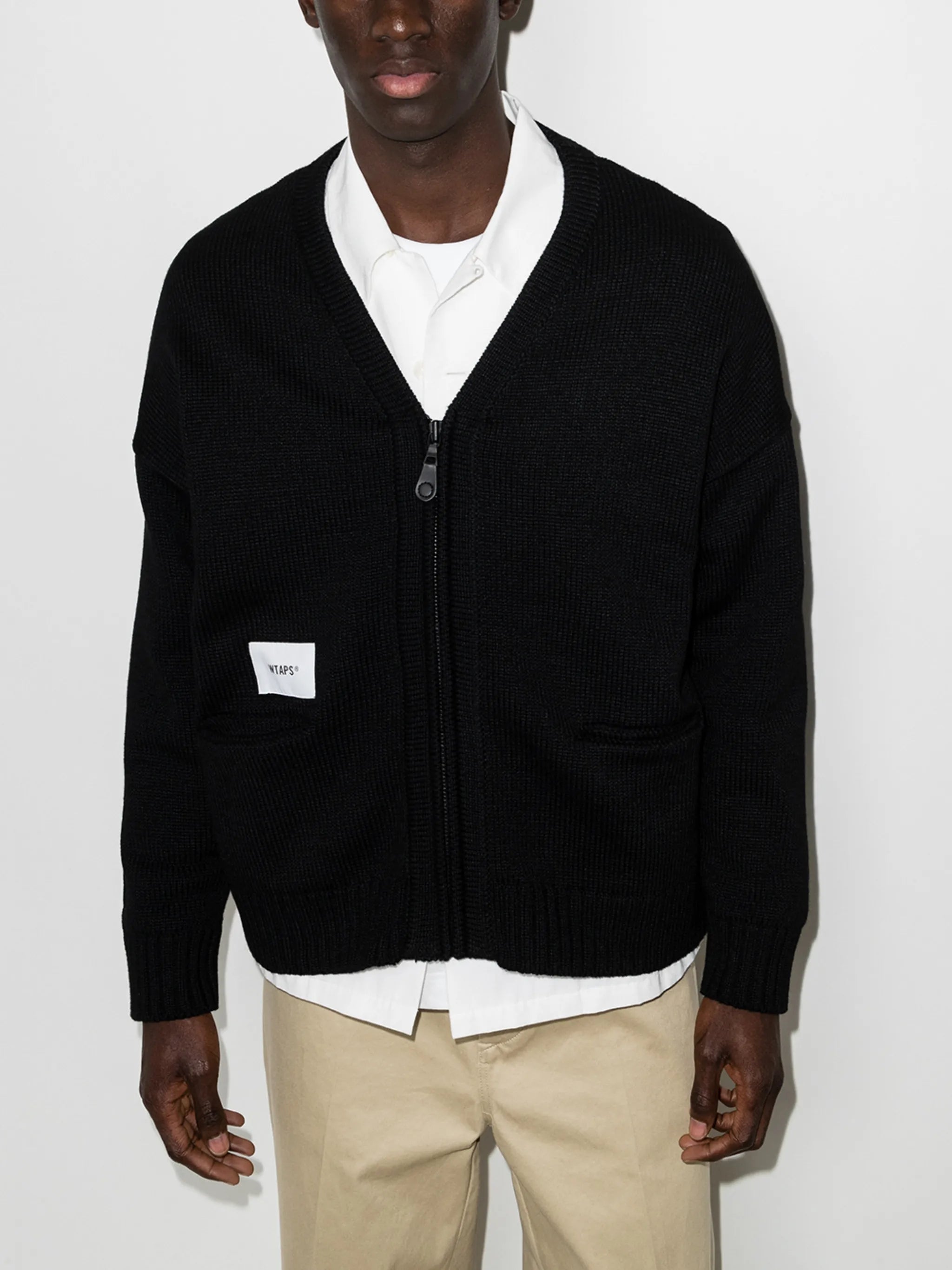 logo patch zipped cardigan