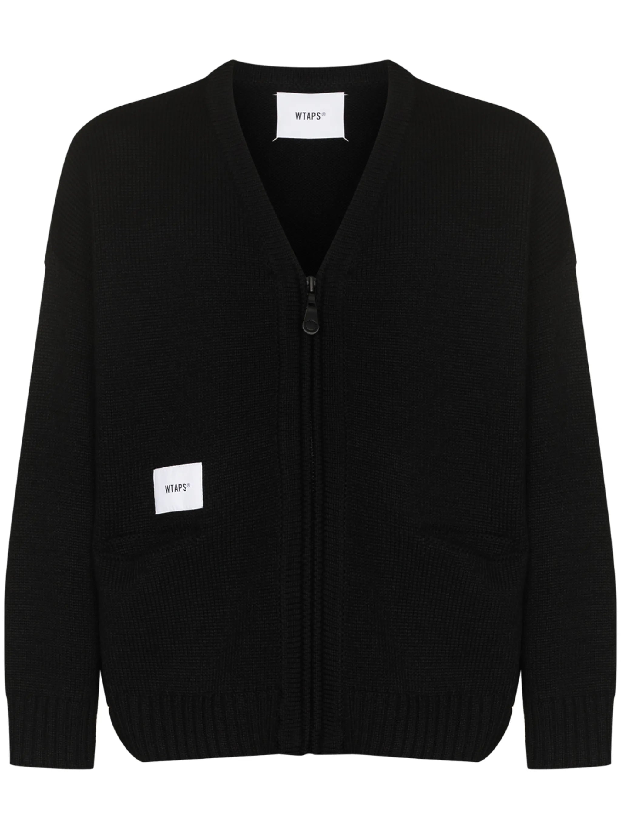 logo patch zipped cardigan