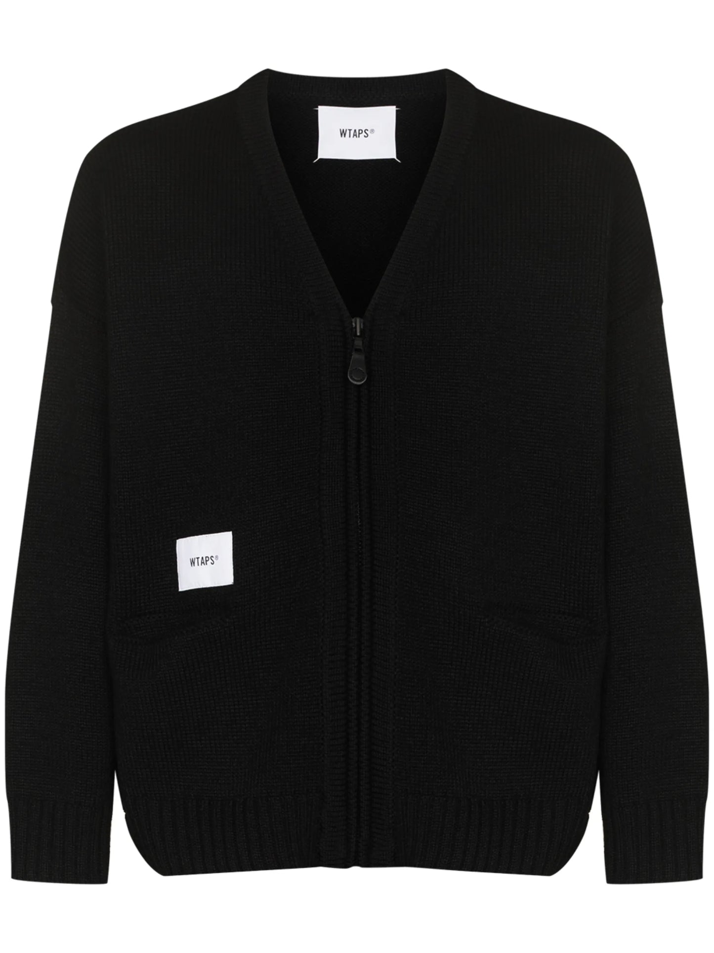 logo patch zipped cardigan