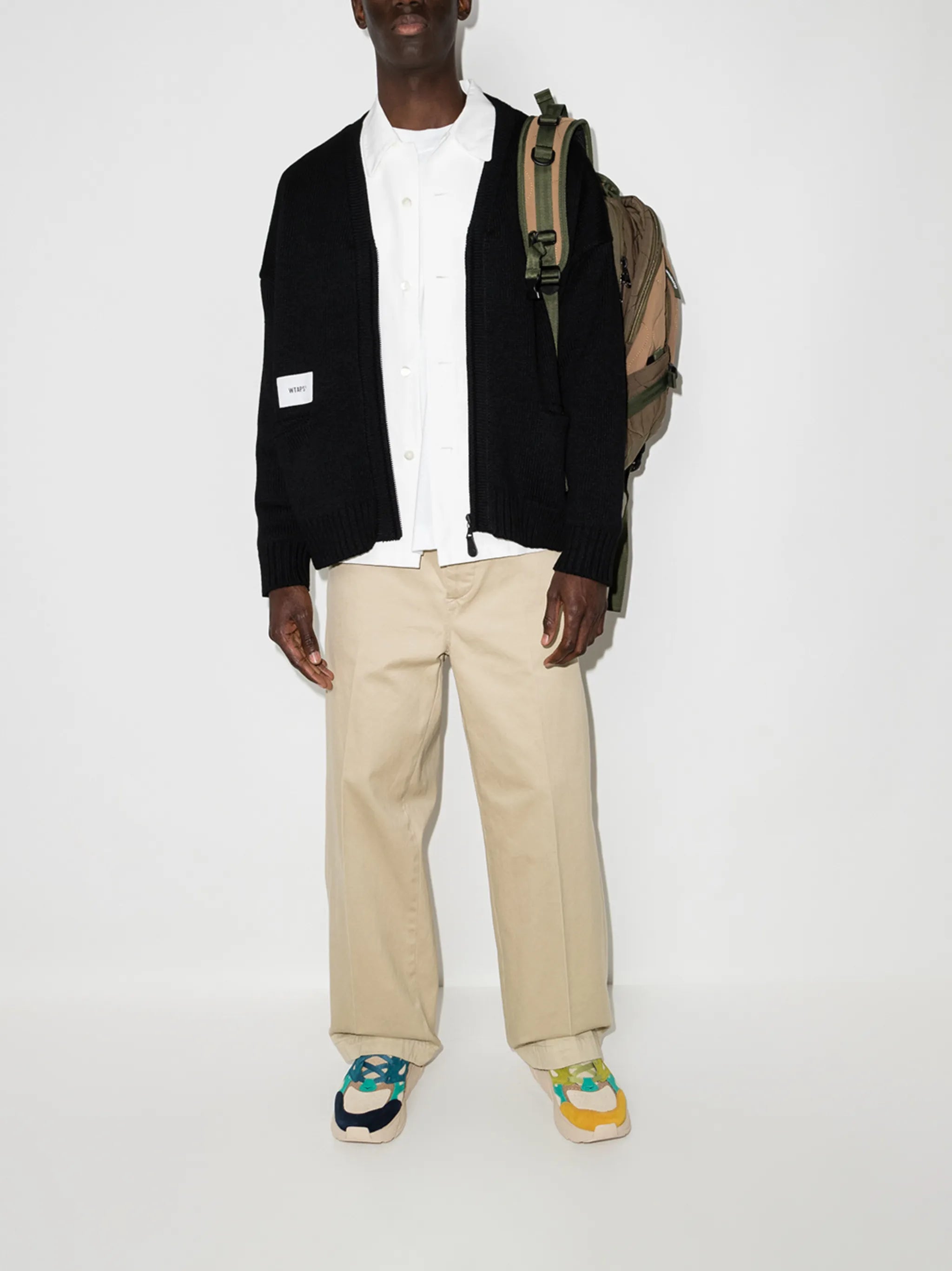 logo patch zipped cardigan