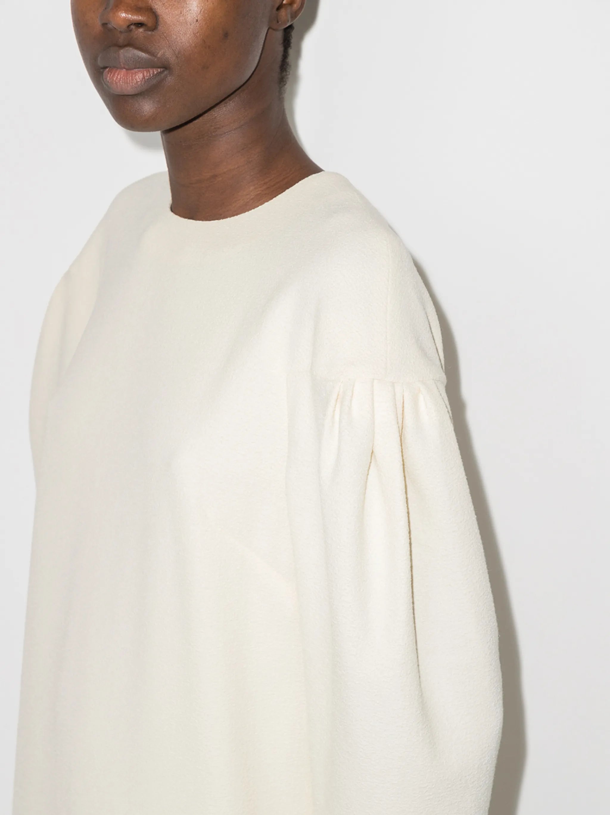 dropped shoulder puffer sleeves dress
