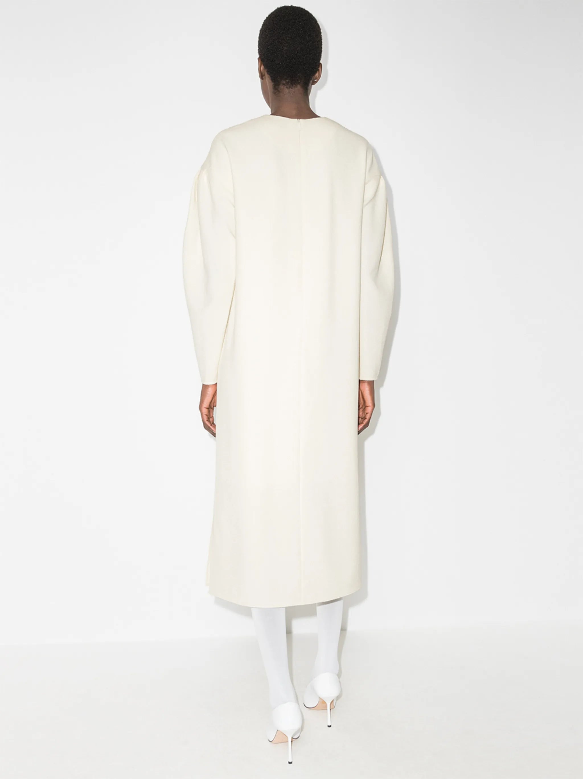 dropped shoulder puffer sleeves dress