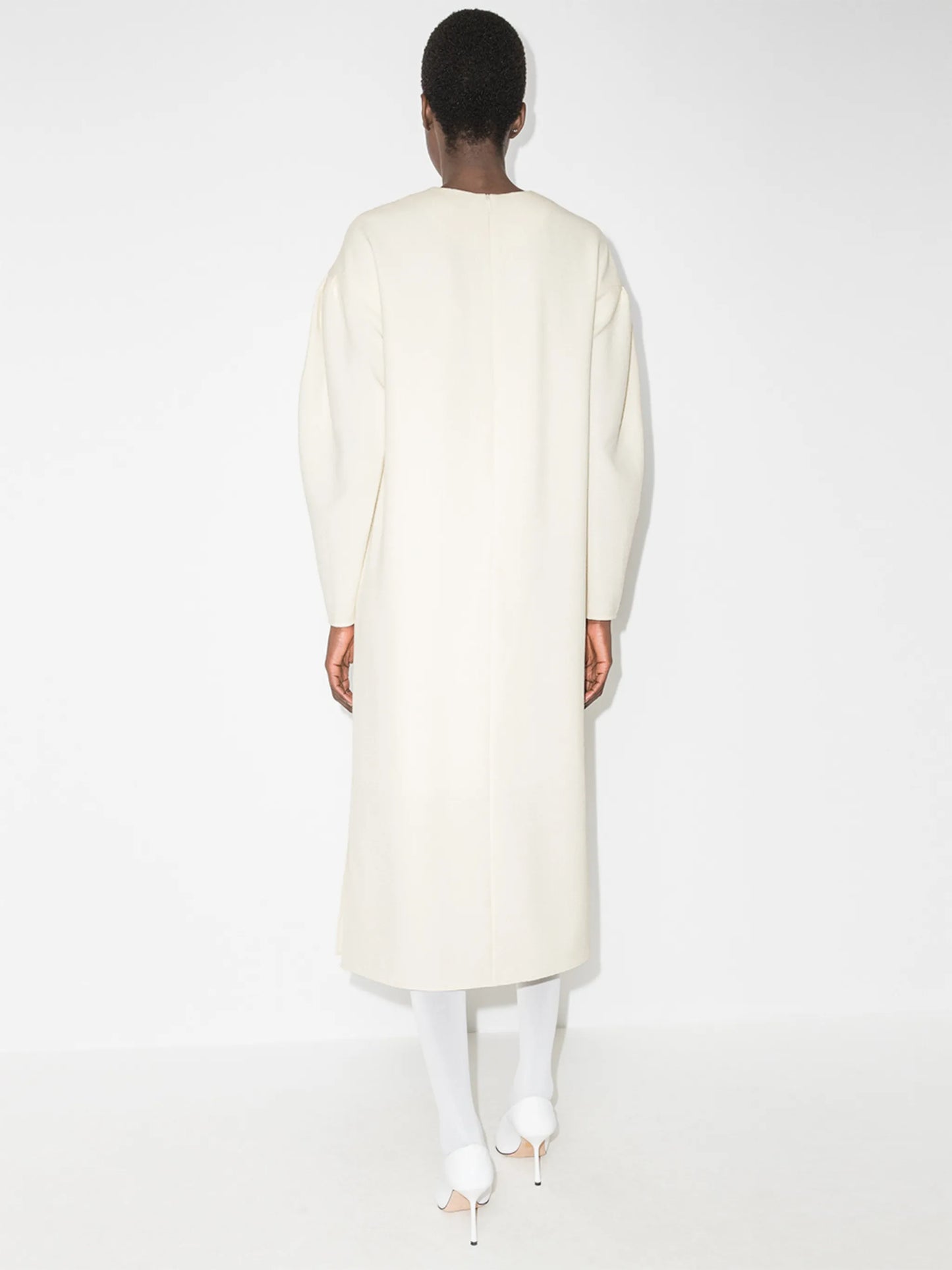 dropped shoulder puffer sleeves dress