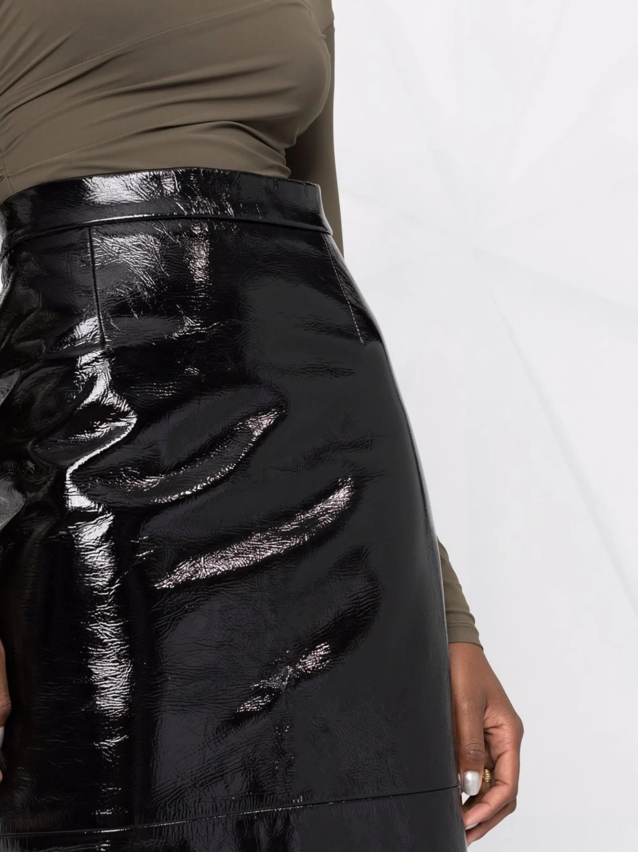 leather midi pencil skirt