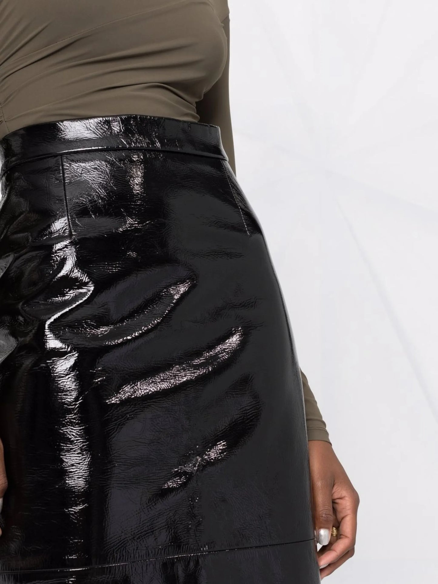 leather midi pencil skirt