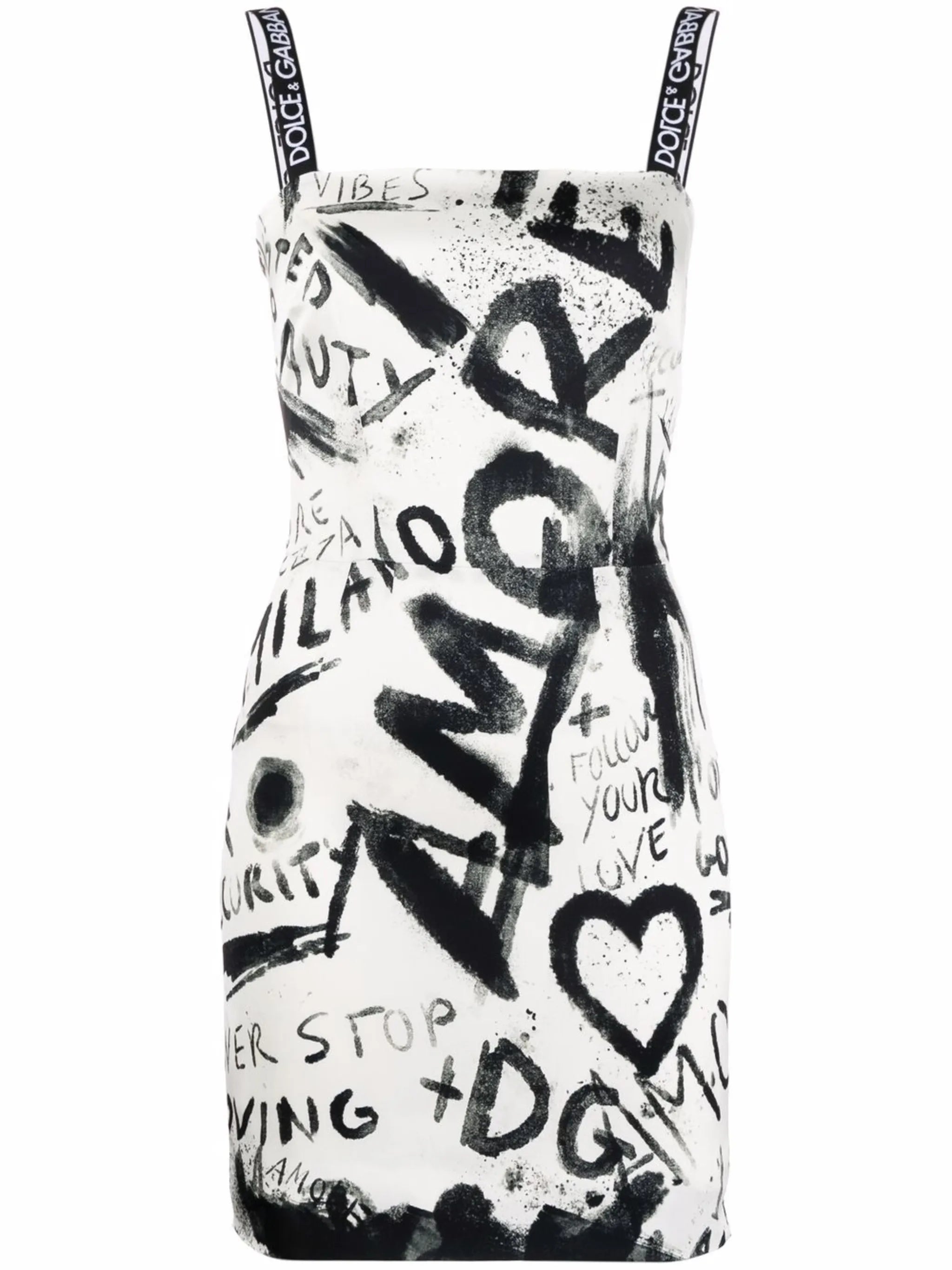 DG graffiti print charmeuse minidress