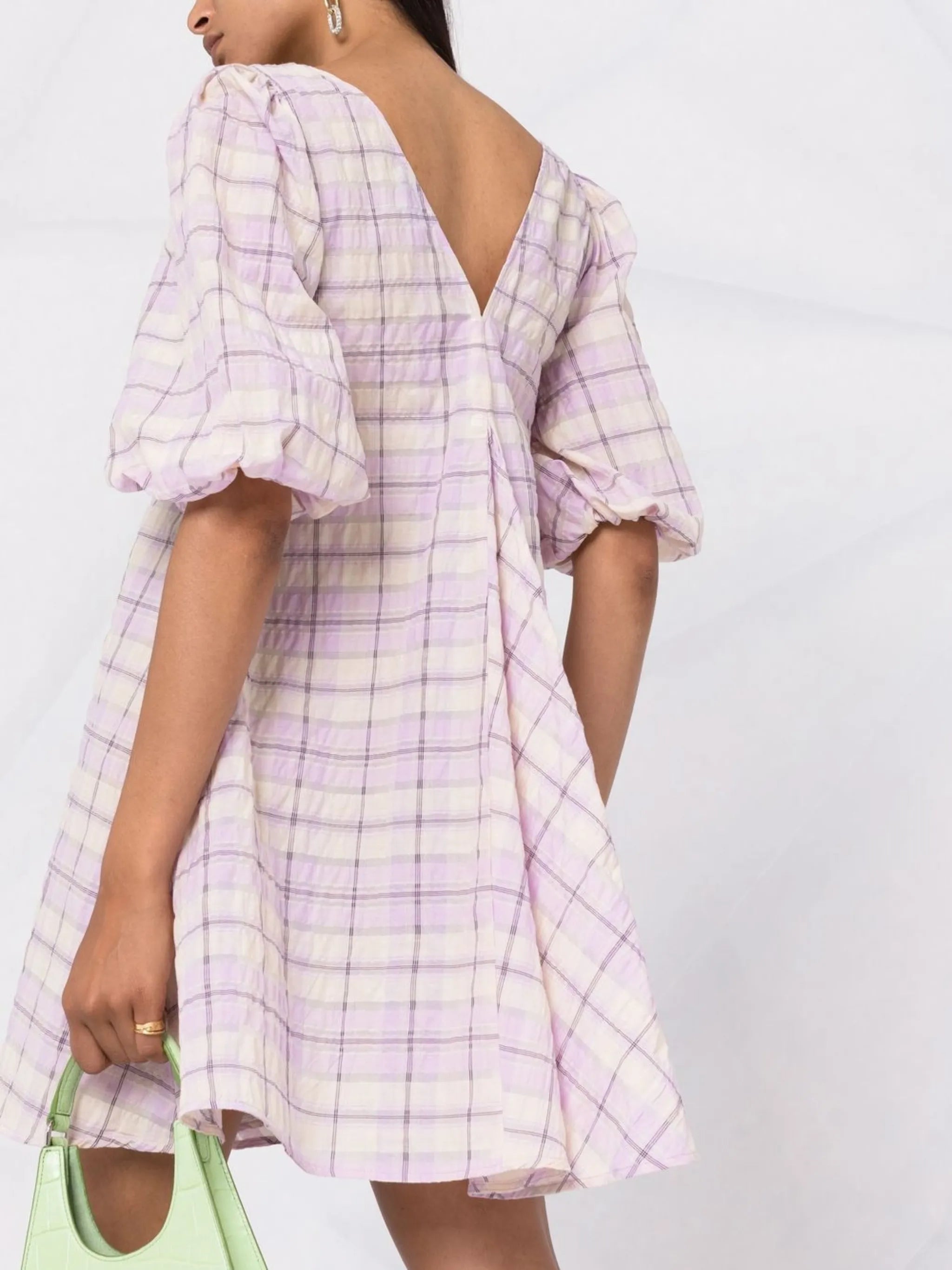 seersucker check mini dress