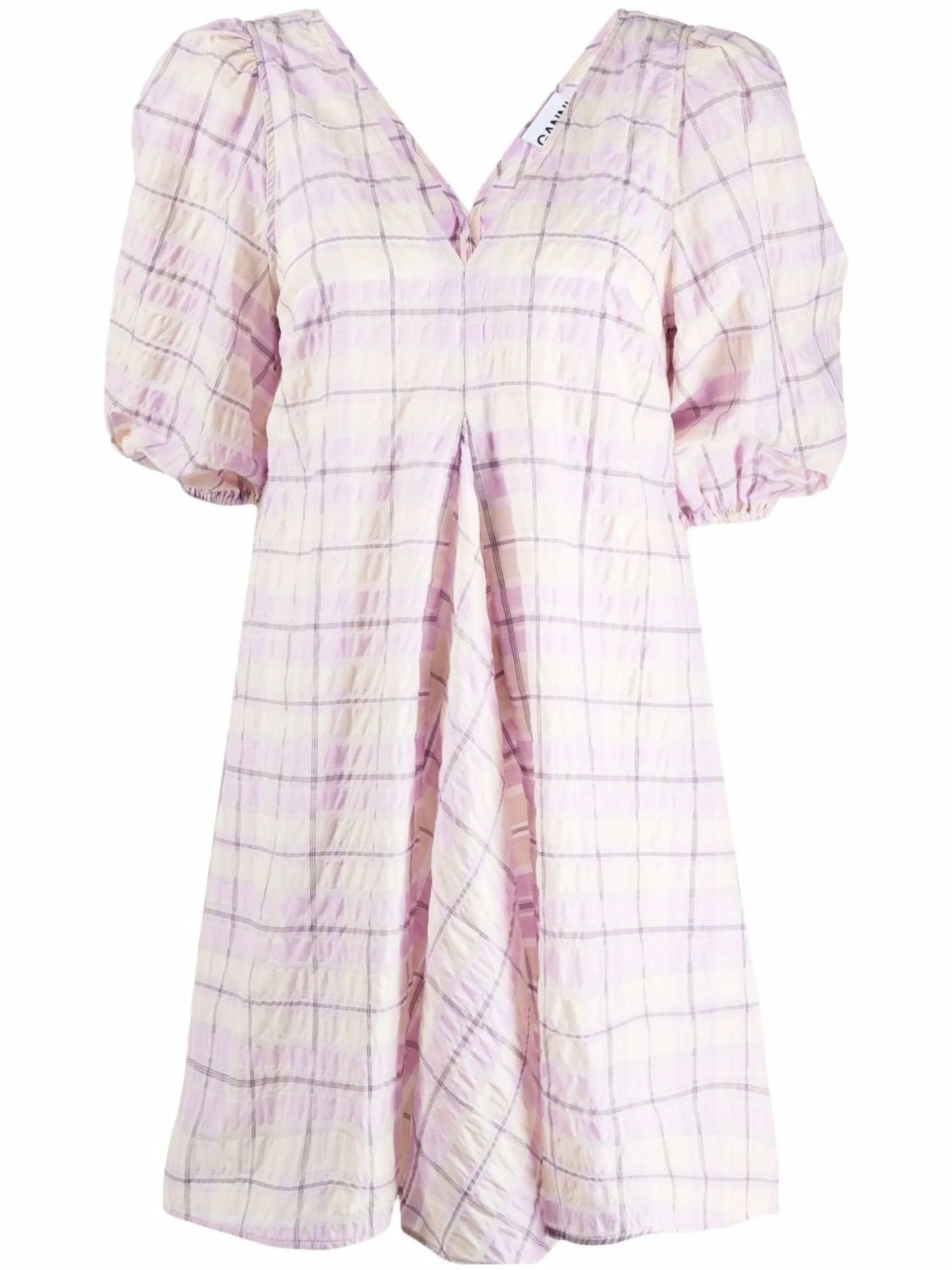 seersucker check mini dress