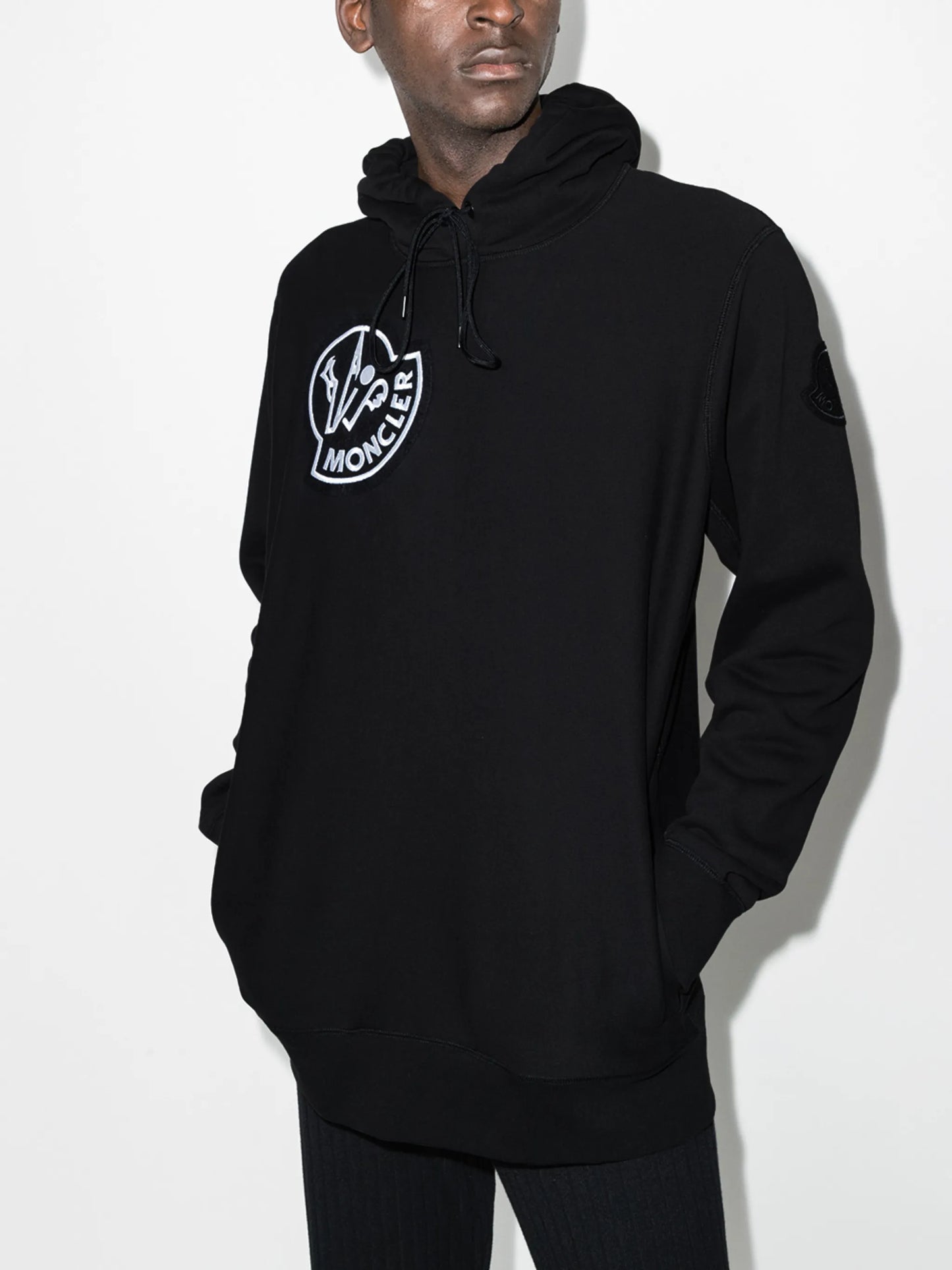 logo-patch cotton hoodie