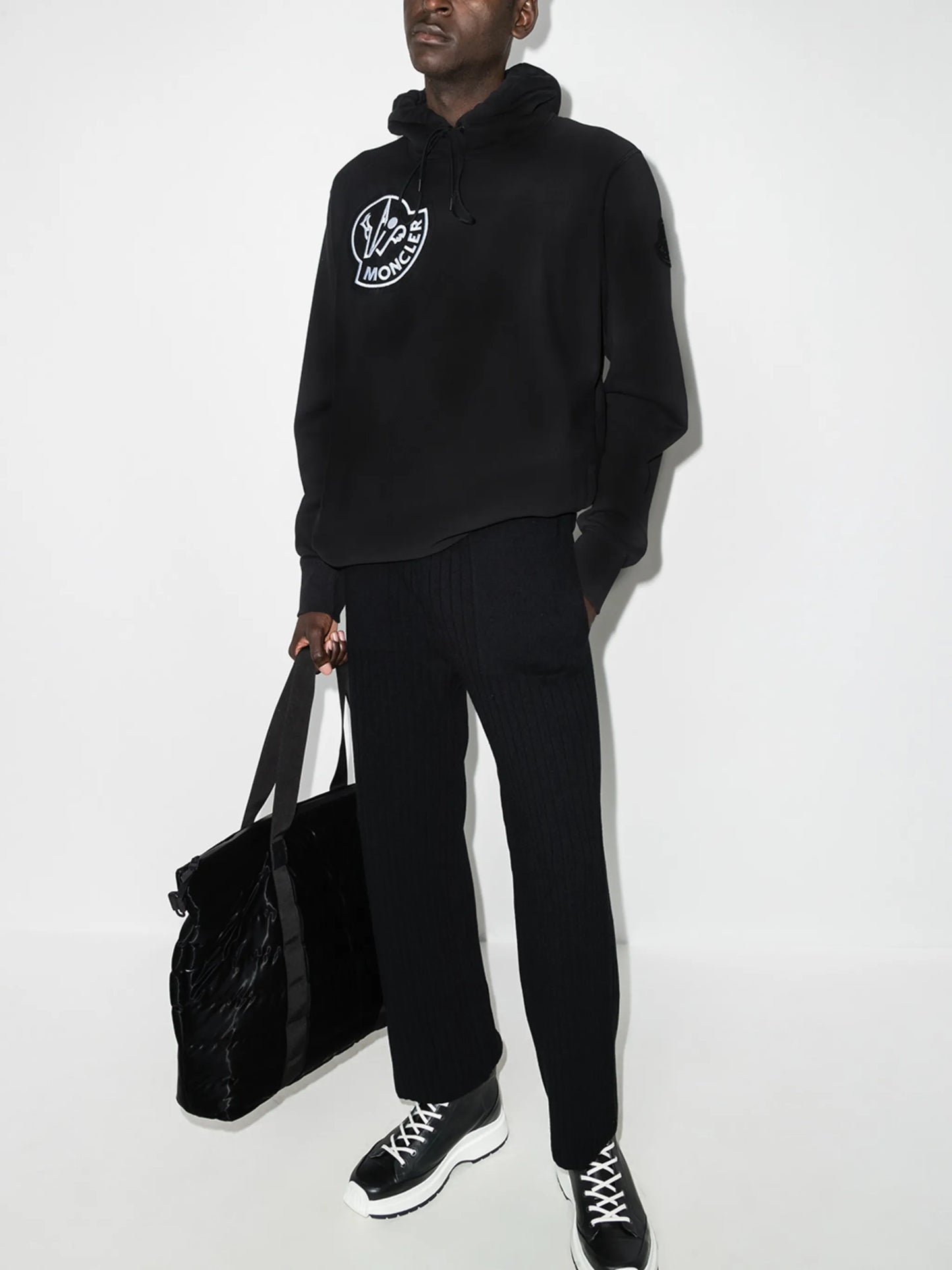 logo-patch cotton hoodie