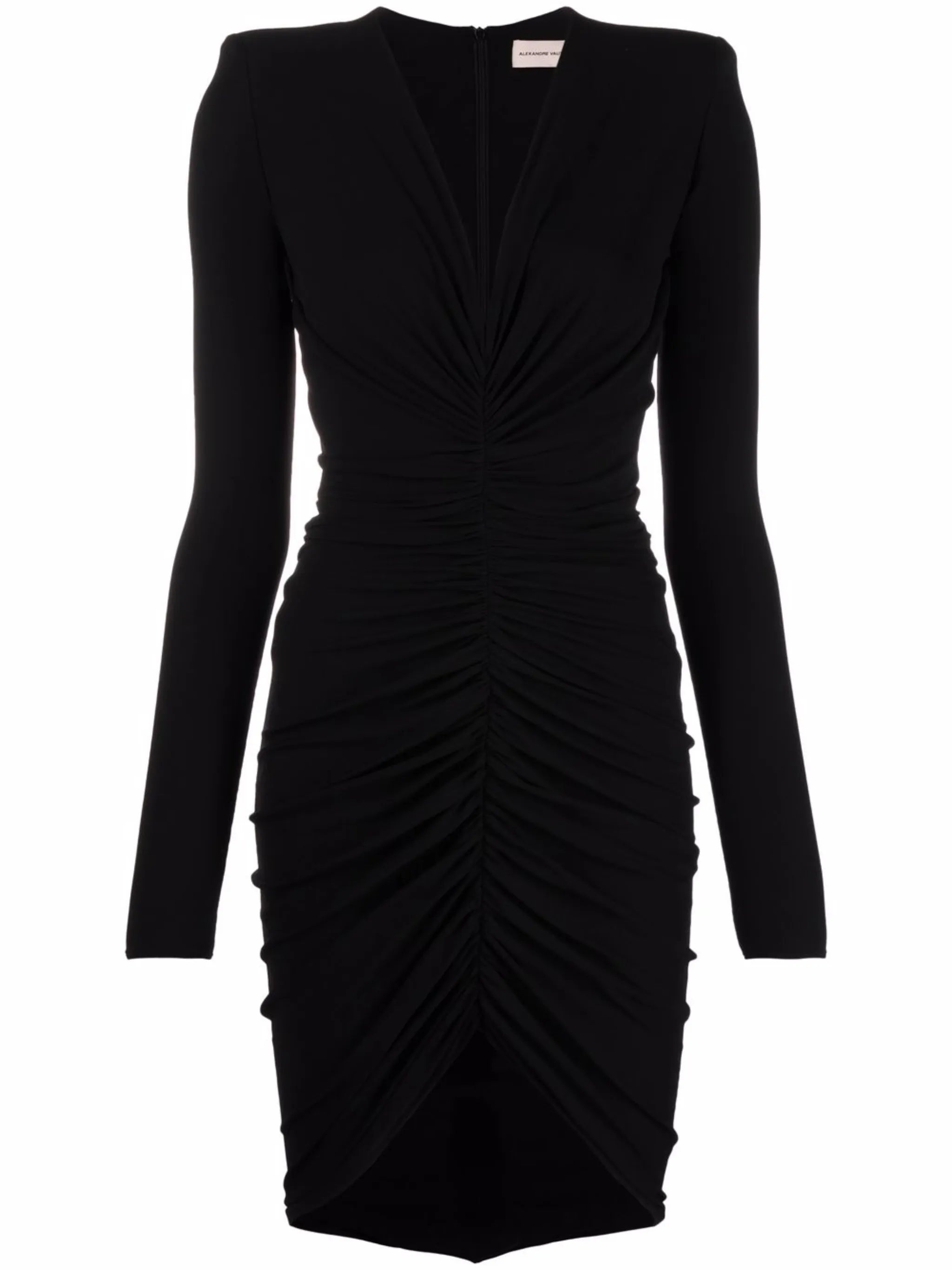 V-neck ruched mini dress