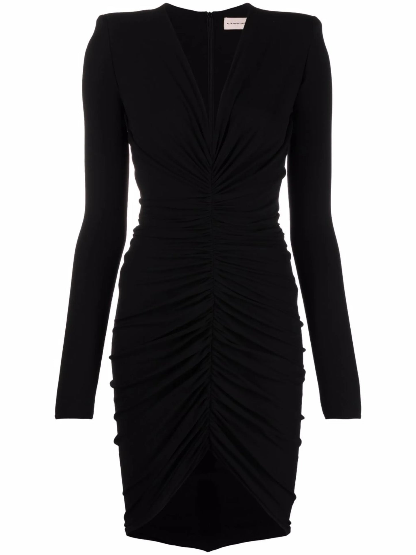 V-neck ruched mini dress