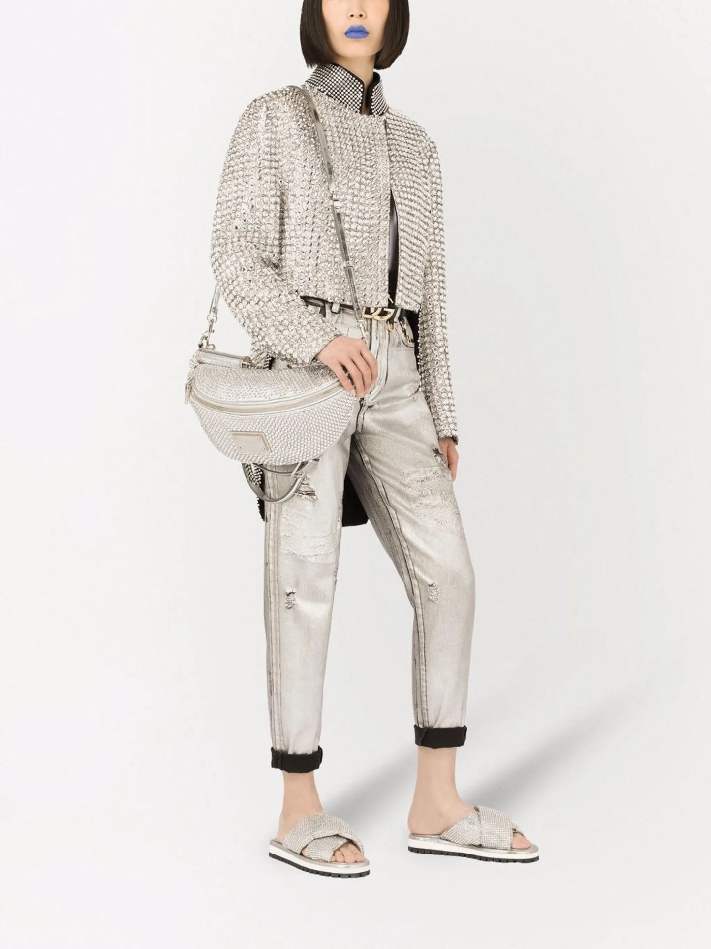 ripped-detail straight-leg jeans